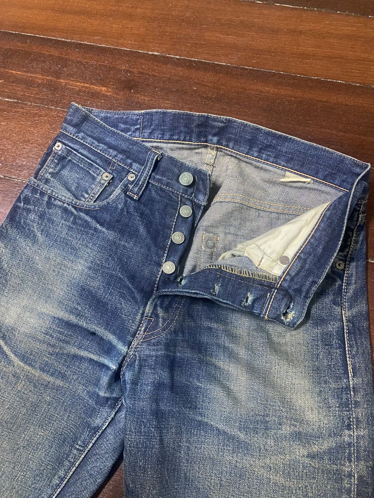 Sugar Cane Vintage Sugar cane 1947 distressed mud wash rusty jeans Size US 31 - 10 Thumbnail
