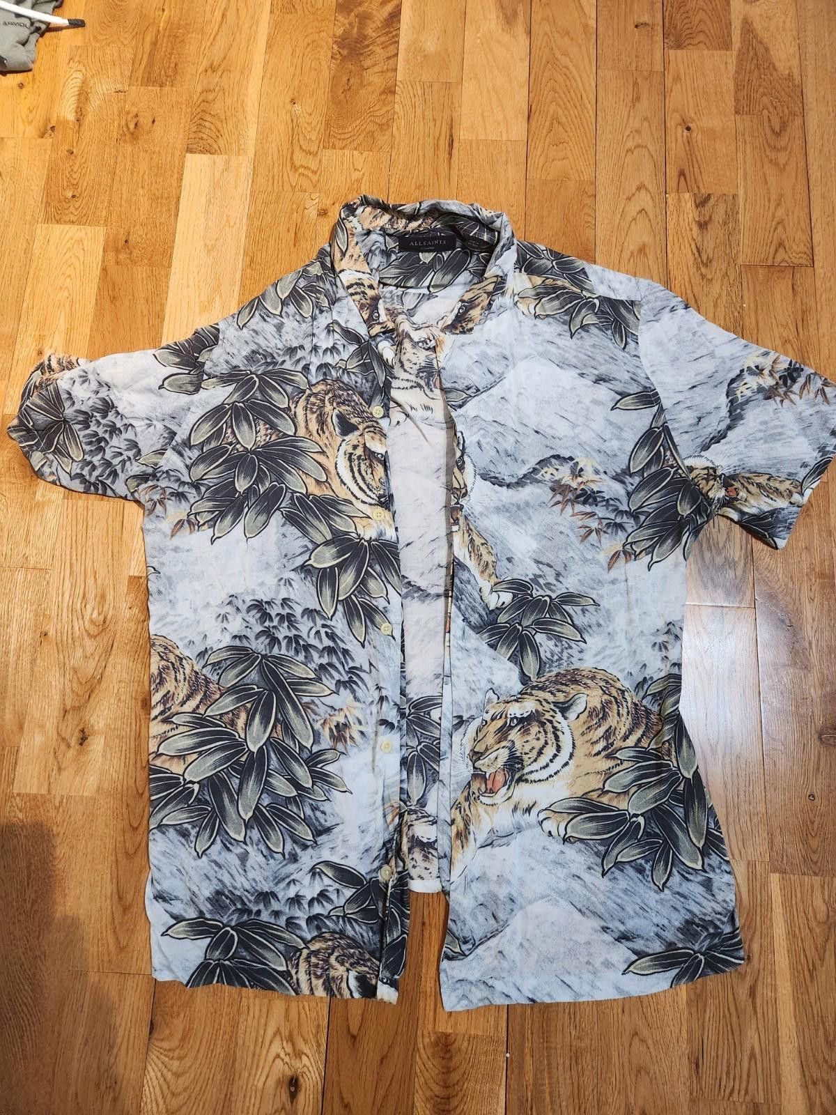 Allsaints Chokai Printed Tiger Short Sleeve Shirt Mens XL