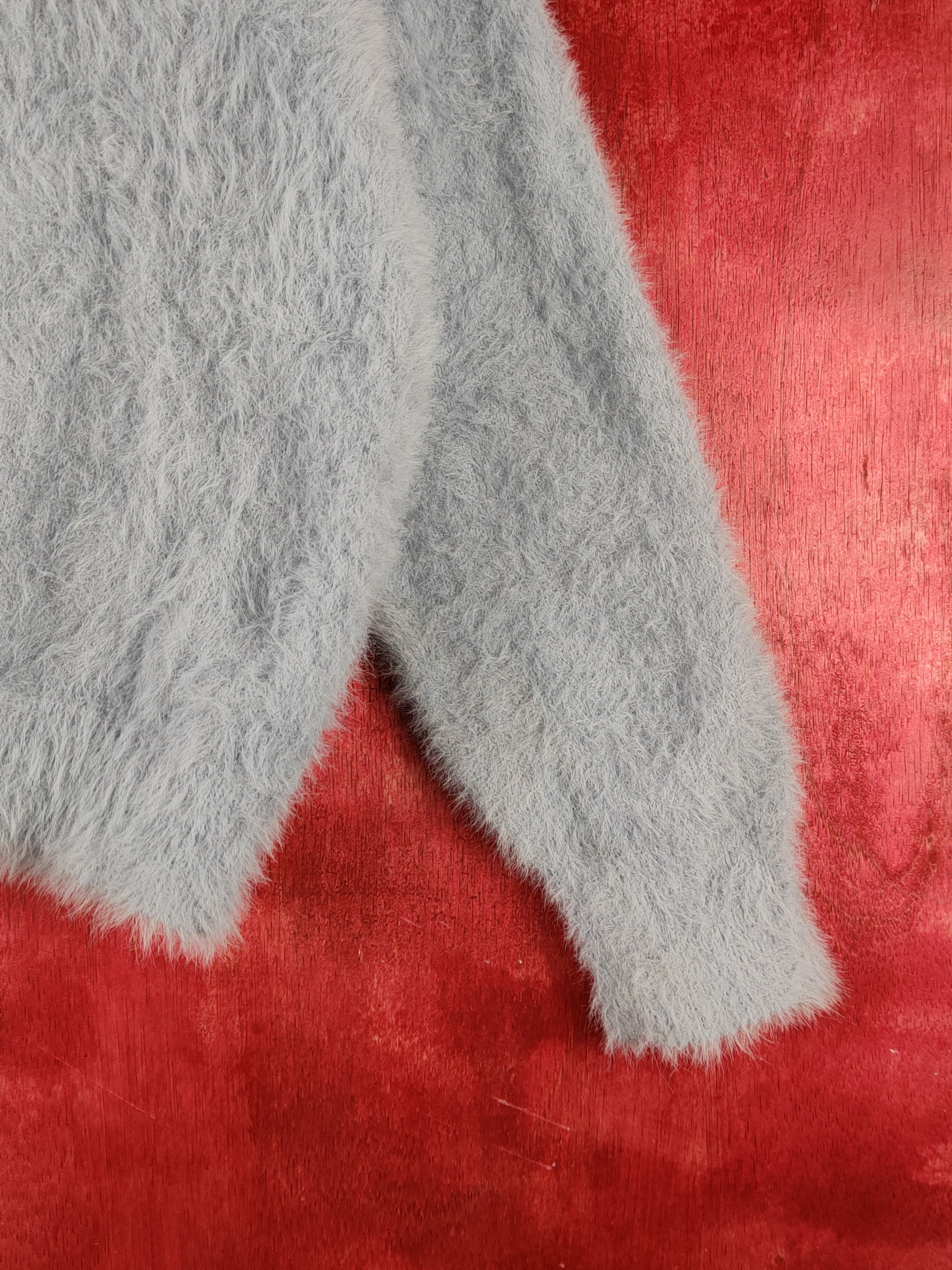 Homespun Knitwear Esseme Blue Shag Shaggy Fur Mohair Knitwear #S1969 Size L / US 10 / IT 46 - 6 Thumbnail