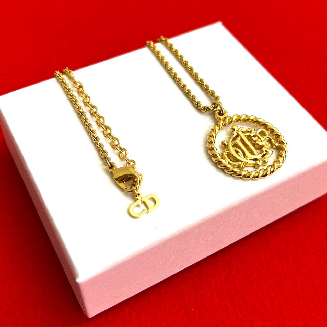 Dior Christian Dior Logo Necklace Metal Necklace DUTY FREE for USA