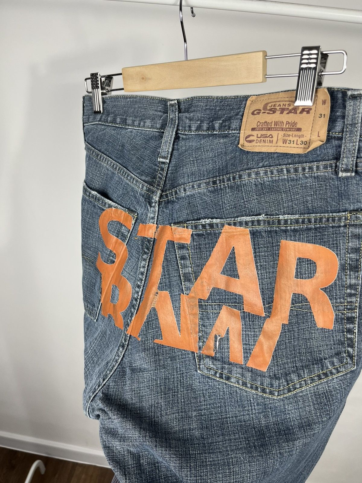 G-Star G Star Raw Jeans Custom Big Logo W31 L30 Blue Straight Fit Size US 31 - 12 Thumbnail