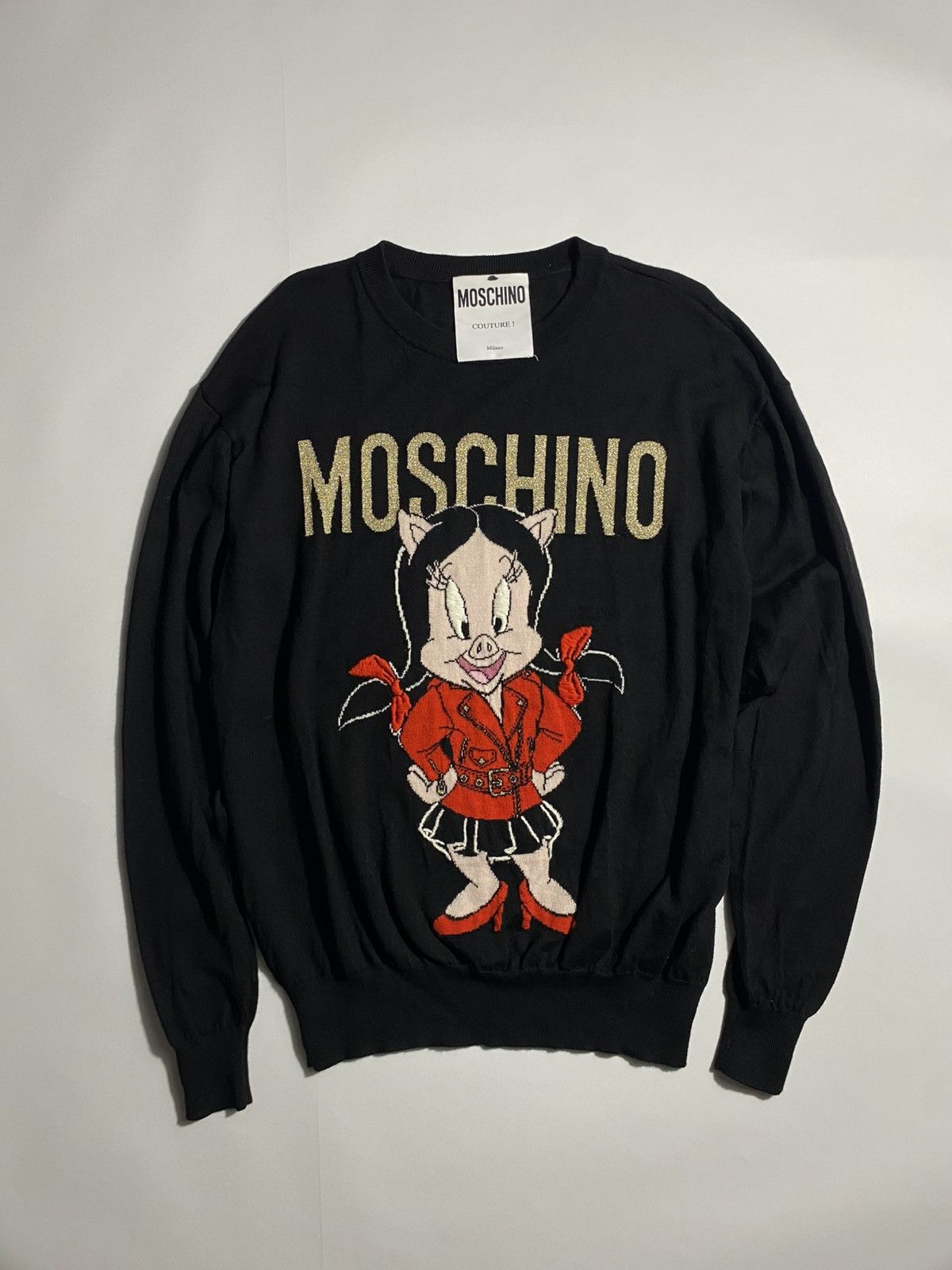 Moschino MOSCHINO-LOONEY TUNES CREWNECK WOOL KNIT SWEATER PORKY PIG Size M / US 6-8 / IT 42-44 - 1 Thumbnail