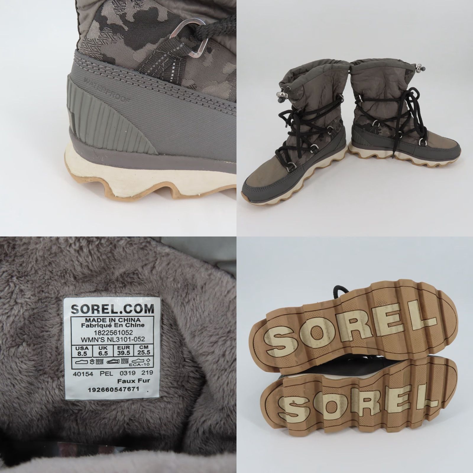 SOREL Sorel Kinetic Lace Up Boot Women 8.5 Gray Quarry NL3101-052 Winter Waterproof Boot Casual Snow Size US 9 / IT 39 - 9 Thumbnail