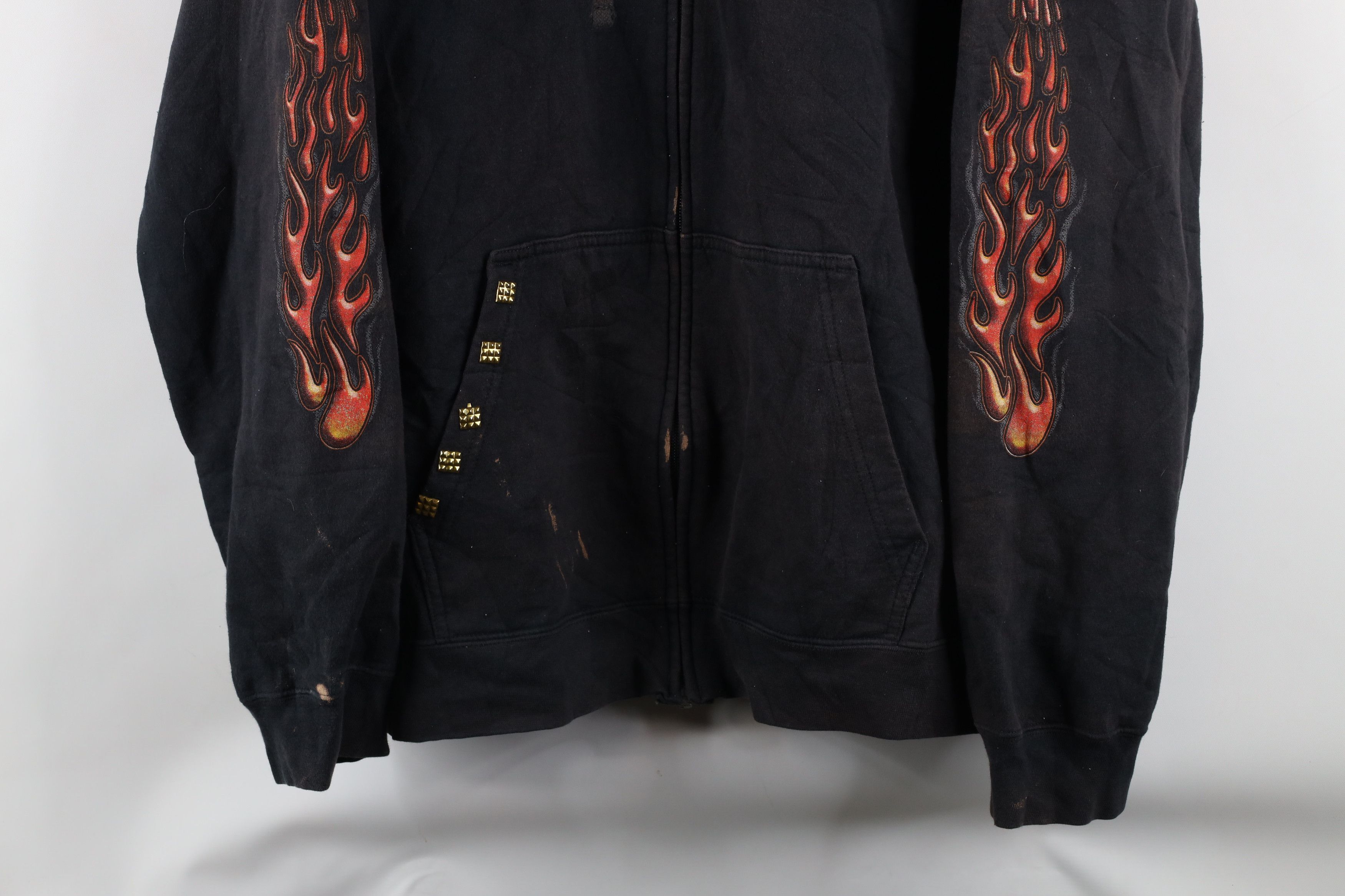 Vintage Vintage Y2K Streetwear of Blood Saloon Fire Flames Hoodie Size US XL / EU 56 / 4 - 3 Thumbnail