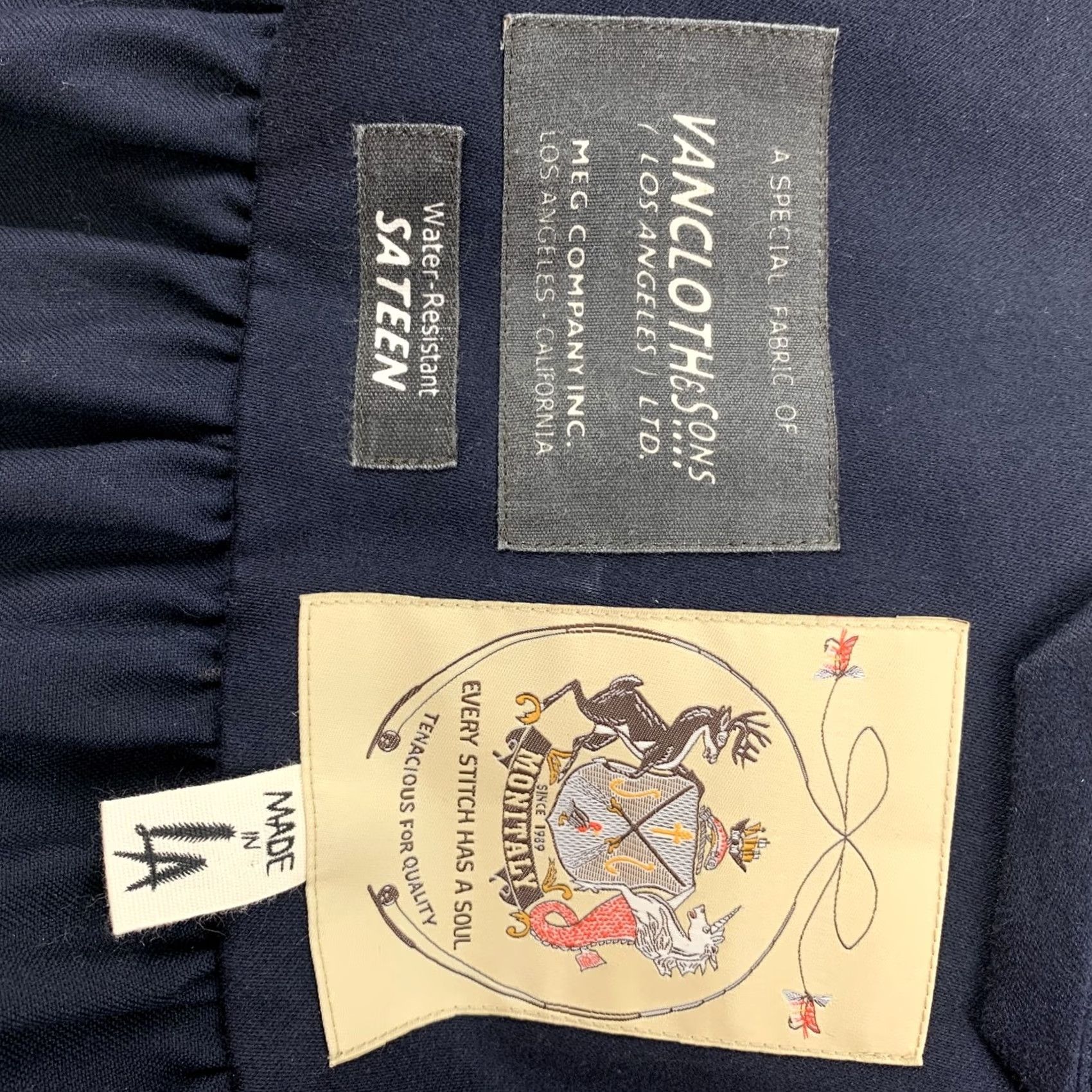 Monitaly MONITALY Coat Navy Sateen Double Breasted Size M Adult Men Size US M / EU 48-50 / 2 - 6 Thumbnail