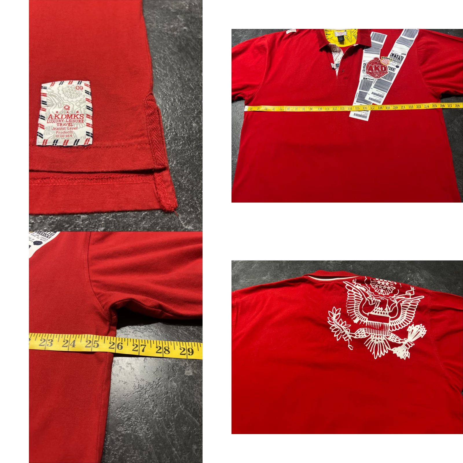 Vintage AKDMKS Men’s Polo Shirt Short Sleeve Travel XL Red Mens XL" Size US XL / EU 56 / 4 - 8 Thumbnail