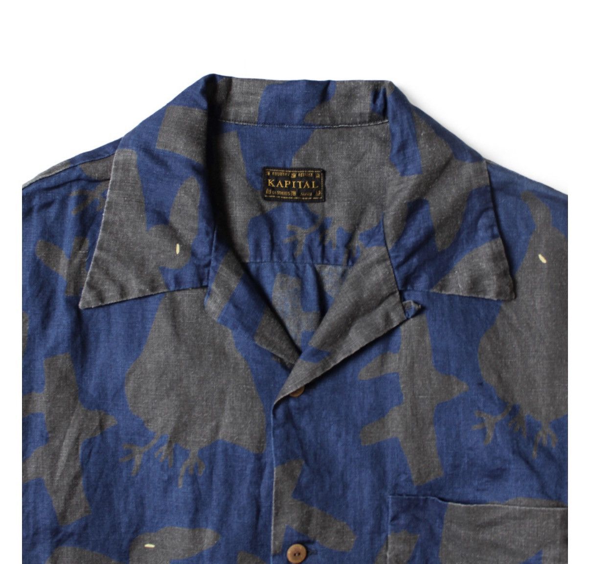 Kapital kapital French Cross Linen GUIDING LIGHT Crow Aloha Shirt Size US L / EU 52-54 / 3 - 3 Thumbnail