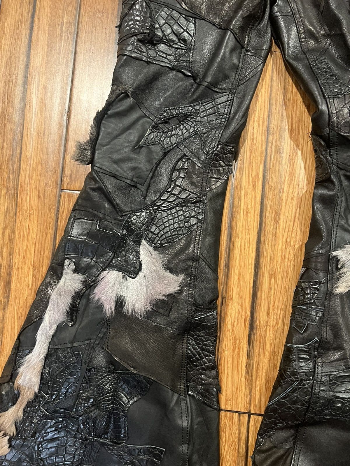 Yasuyuki Ishii Yasuyuki Ishii “Destroy” Leather Fur Variation Flared Jeans Size US 34 / EU 50 - 5 Thumbnail