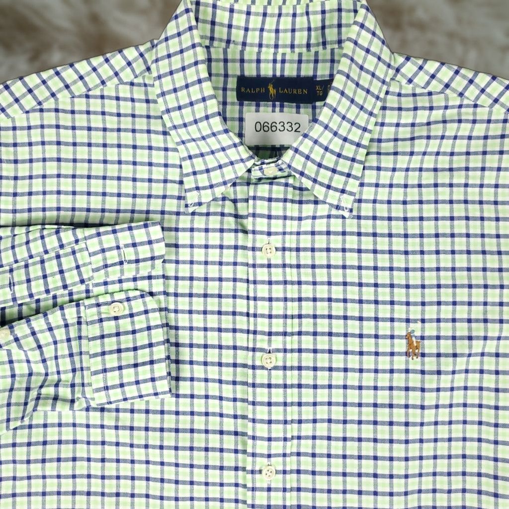 Ralph Lauren Ralph Lauren Shirt Mens XL Green Blue Check Pony Button Up Long Sleeve Shirt Size US XL / EU 56 / 4 - 1 Thumbnail