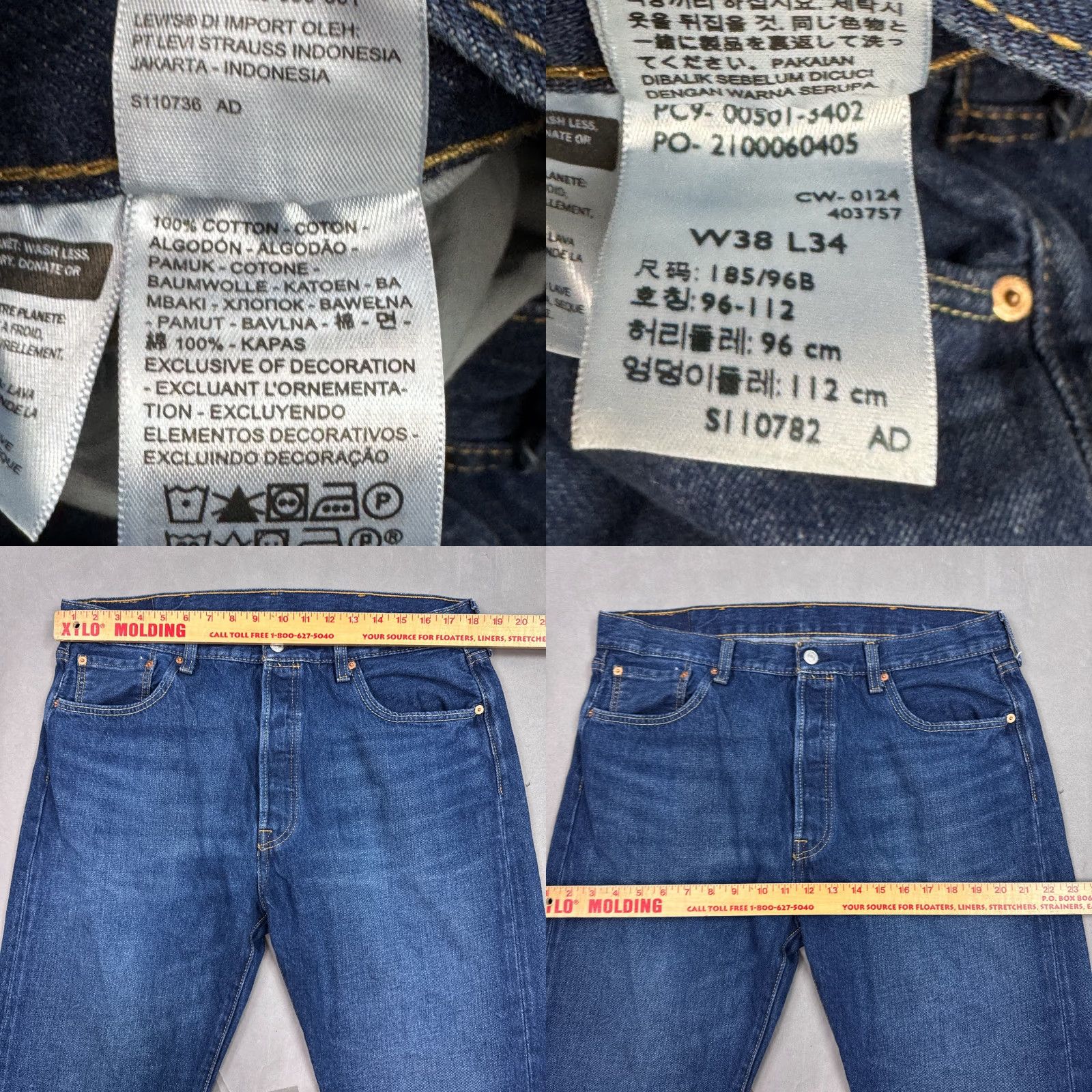Levi's Levi's 501 Jeans Mens 36x34 Blue Denim Button Fly Straight Vintage No N/A Size US 38 / EU 54 - 8 Thumbnail