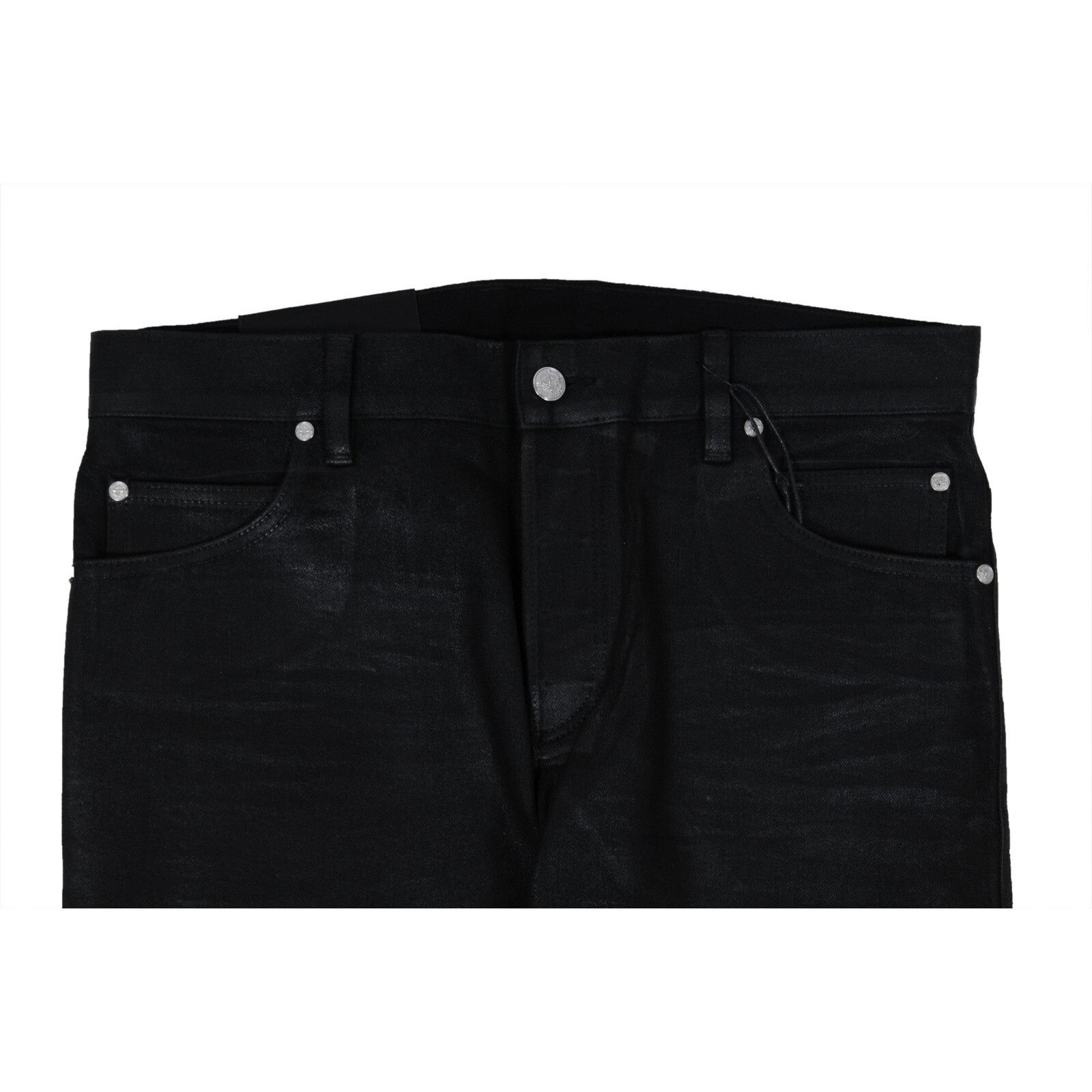 Balmain Waxed Jeans Black Slim Knee Slashed Distressed Size US 33 - 5 Thumbnail