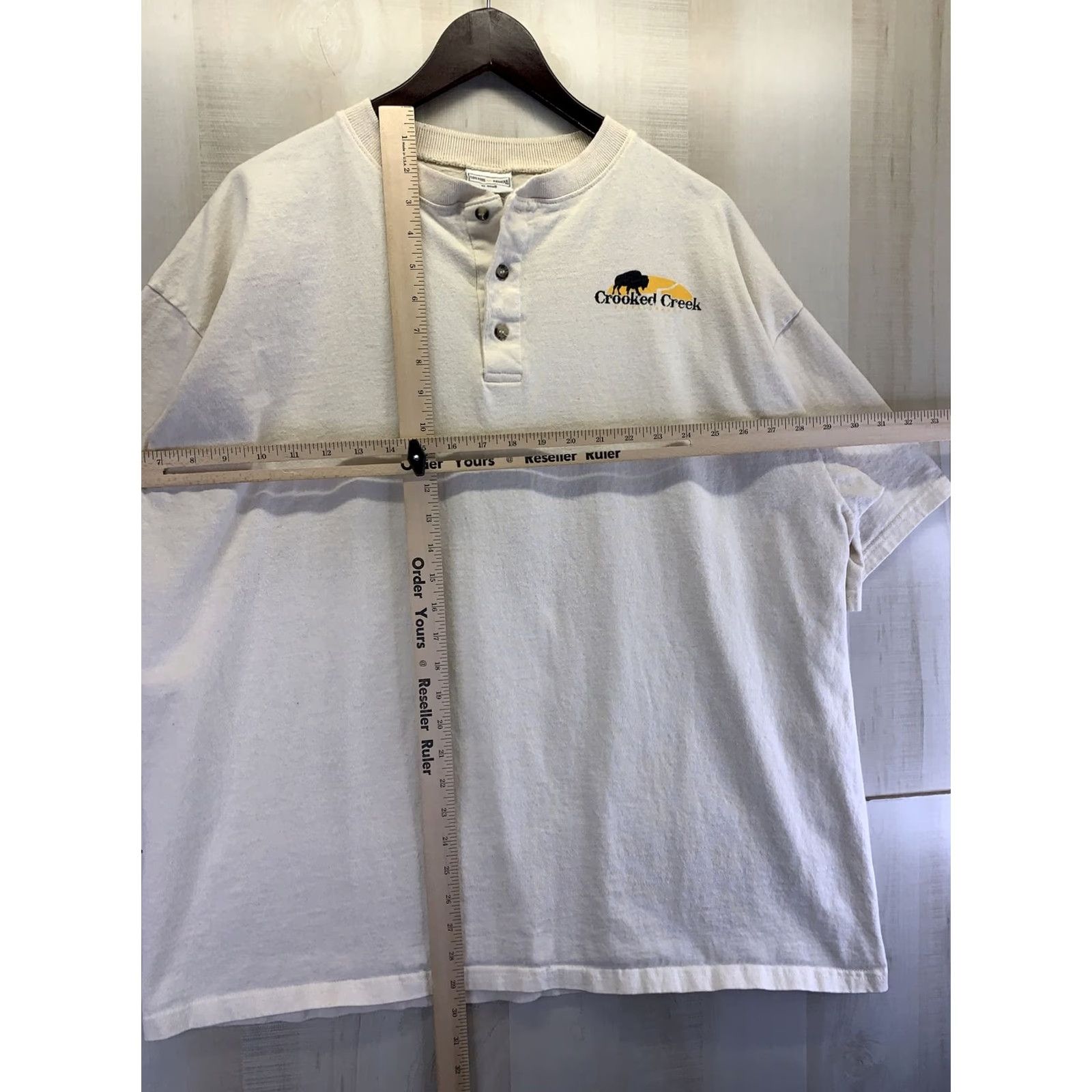 Anvil VINTAGE Crooked Creek Buffalo Ranch Womens T-Shirt Beige 2X Tan 2000s Y2K Anvil Shirt Womens Size XXL / US 16-18 / IT 52-54 - 6 Thumbnail