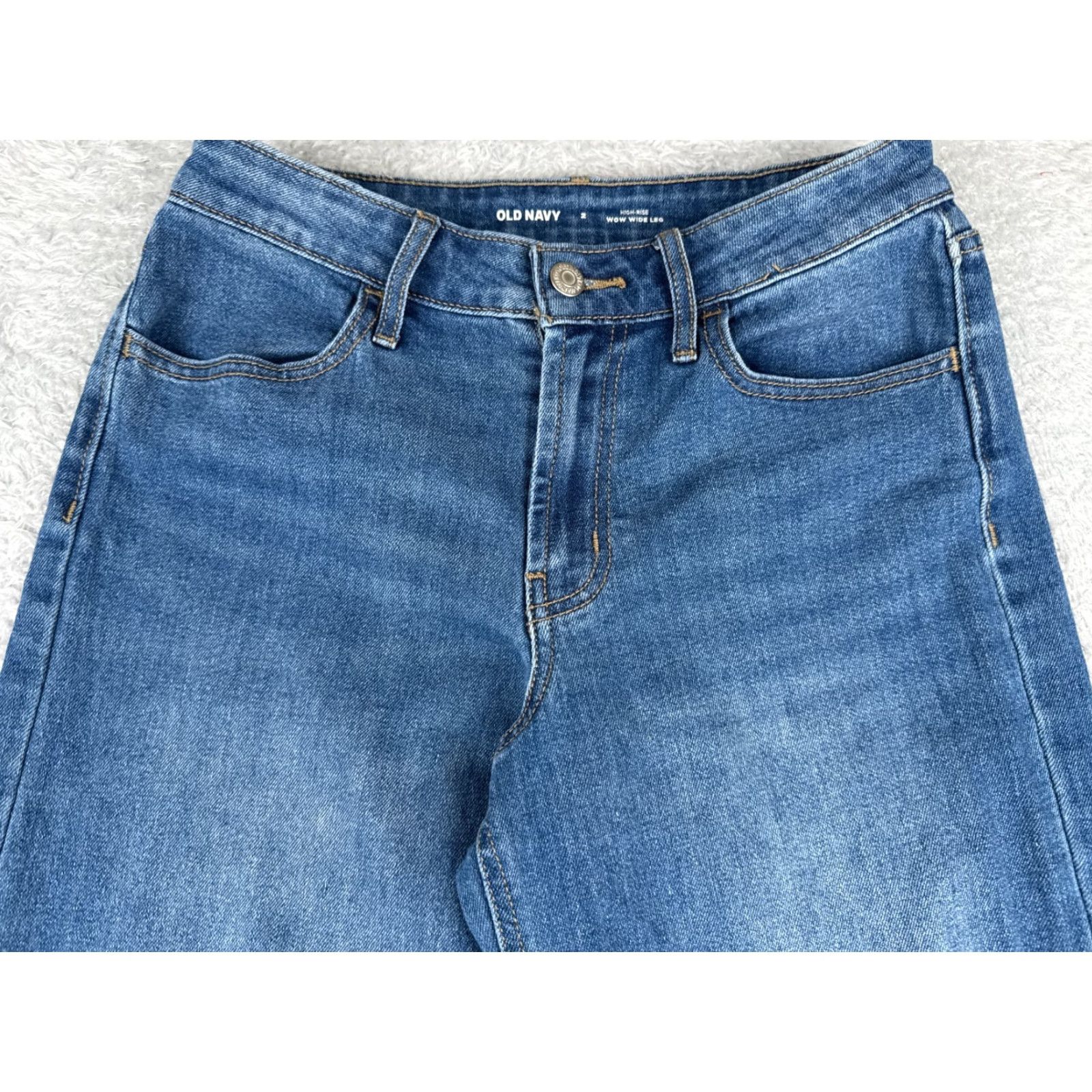 Old Navy Old Navy Wide Leg Jeans Womens 2 High Rise Blue Denim Cotton Blend 26x30 5-Pocket Regular Fit Size 26" / US 2 / IT 38 - 4 Thumbnail