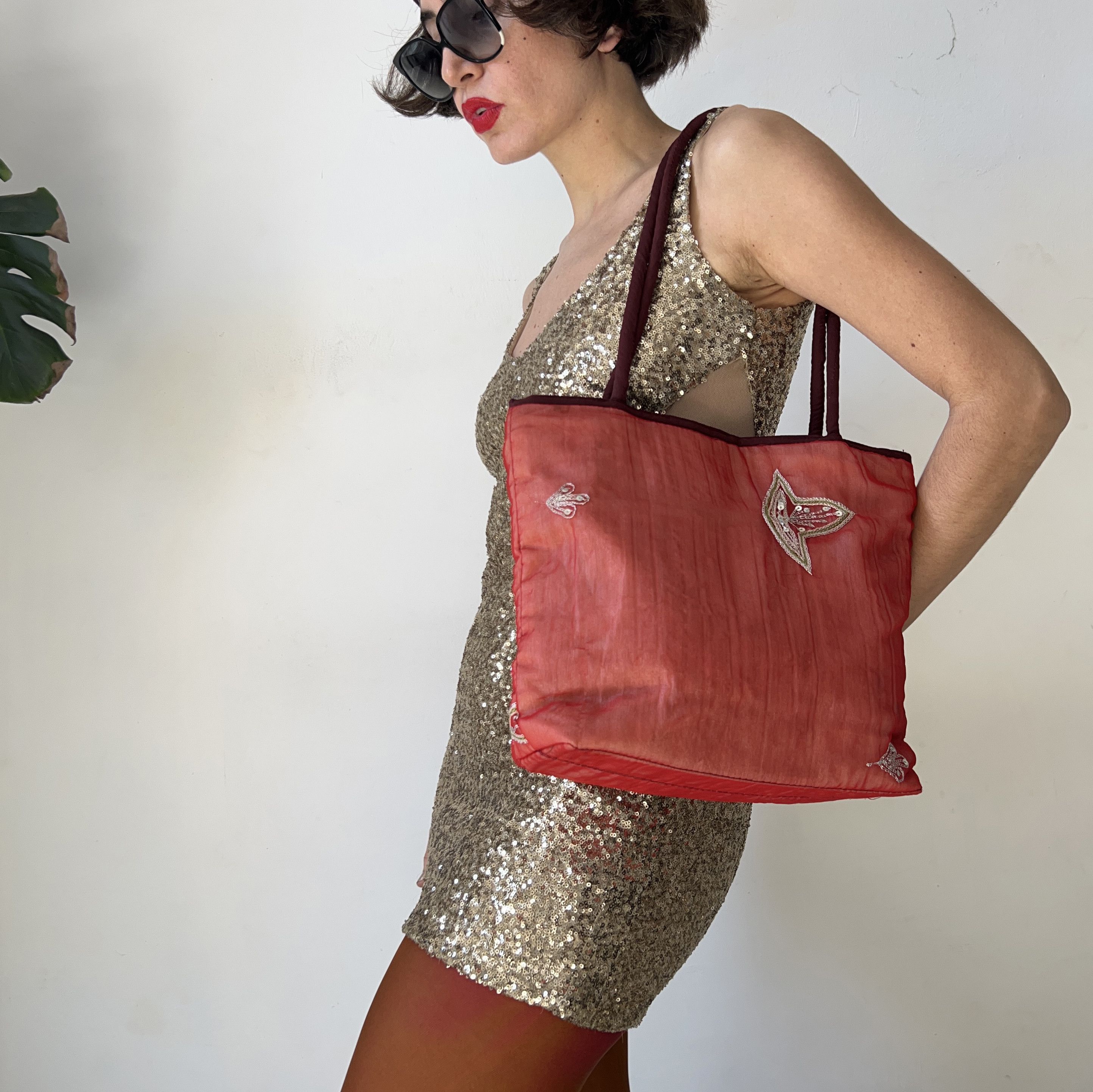 Vintage Vintage Y2K Red Mesh Shoulder Bag Size ONE SIZE - 6 Thumbnail