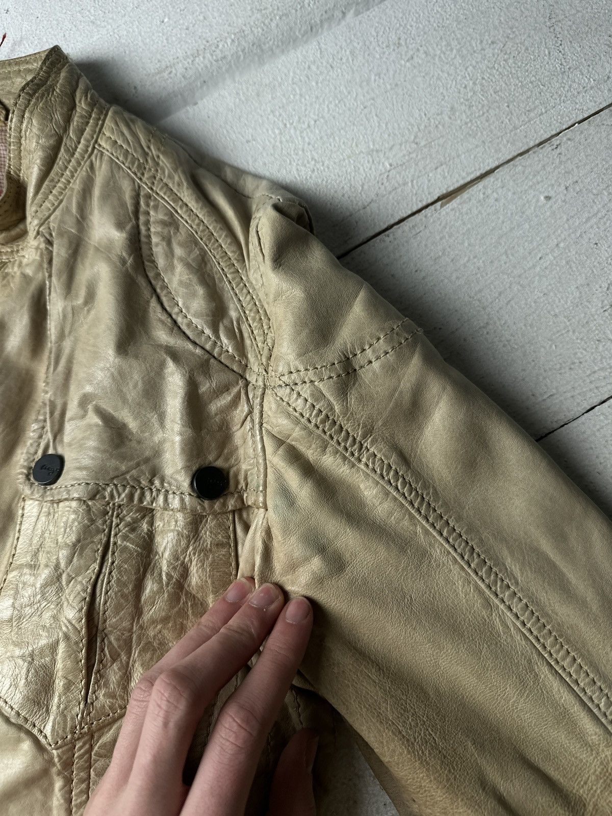 Other 🚨Y2K RICK OWENS TYPE DIRTY SLIM FIT ZIP LEATHER JACKET Size L / US 10 / IT 46 - 4 Thumbnail