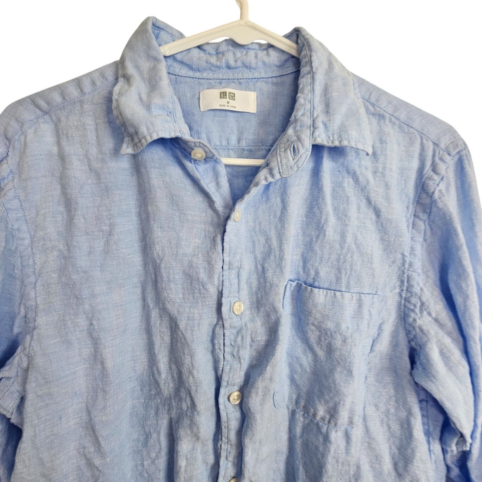Uniqlo Uniqlo Mens Linen Shirt M Breathable Coastal Casual Maritime Size M / US 6-8 / IT 42-44 - 2 Thumbnail