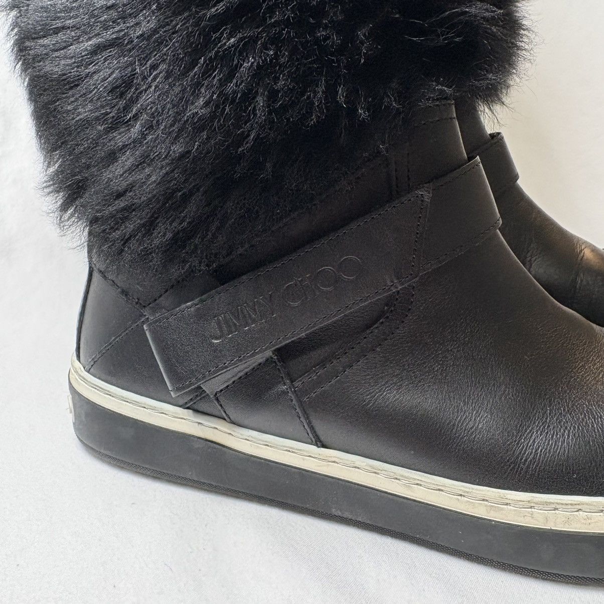 Jimmy Choo AUTHENTIC Jimmy Choo Black Fur Sneaker Boots Size US 10 / IT 40 - 2 Thumbnail