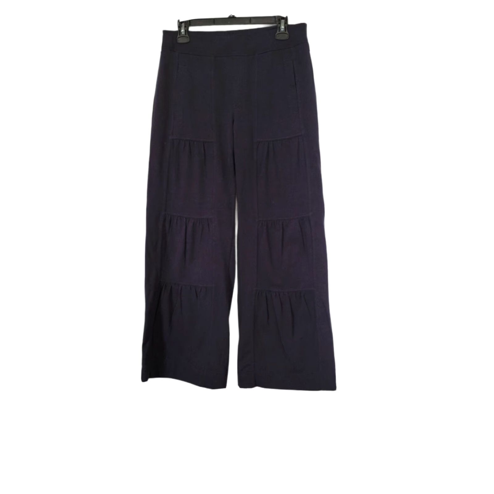 Soft Surroundings Pants Womens S Navy Blue Knit Wide Leg Pull On Casual Regular 31 Inseam 31 In Rise 10 In Cotton Spandex Machine Washable