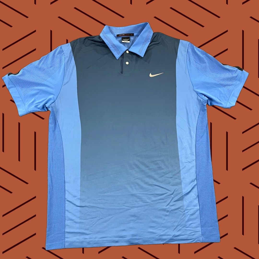 Nike Nike Tiger Woods Shirt Polo Blue Snap Collar Short Sleeve Dri-Fit Golf L Mens Size US L / EU 52-54 / 3 - 1 Thumbnail