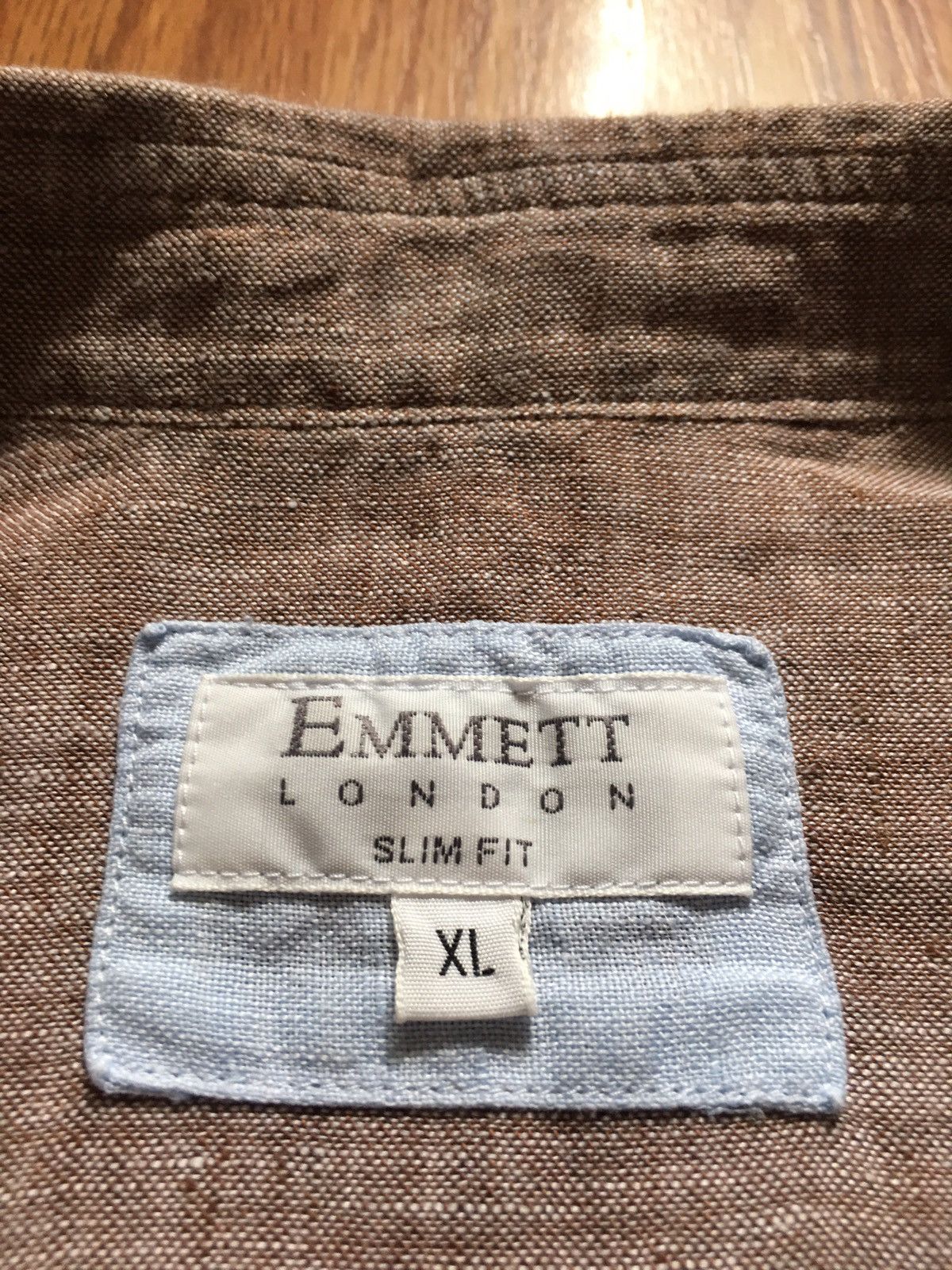 Emmett Emmett London Pure Linen Slim Fit Men’s Brown Shirt XL Size US XL / EU 56 / 4 - 4 Thumbnail