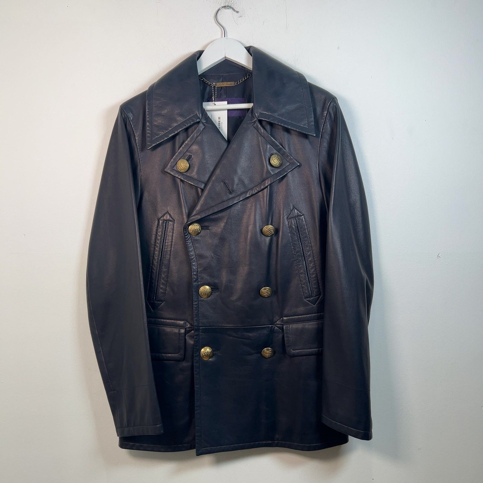 Ralph Lauren Ralph Lauren Purple Label Navy Leather Blazer Jacket Size S Size US M / EU 48-50 / 2 - 1 Thumbnail