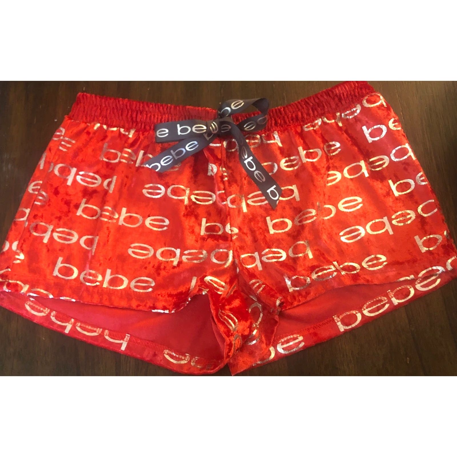 Bebe bebe Sleep Shorts Shirt Women M Red Silver Logo Graphic Print Sleepwear Short Size 32" / US 10 / IT 46 - 2 Thumbnail