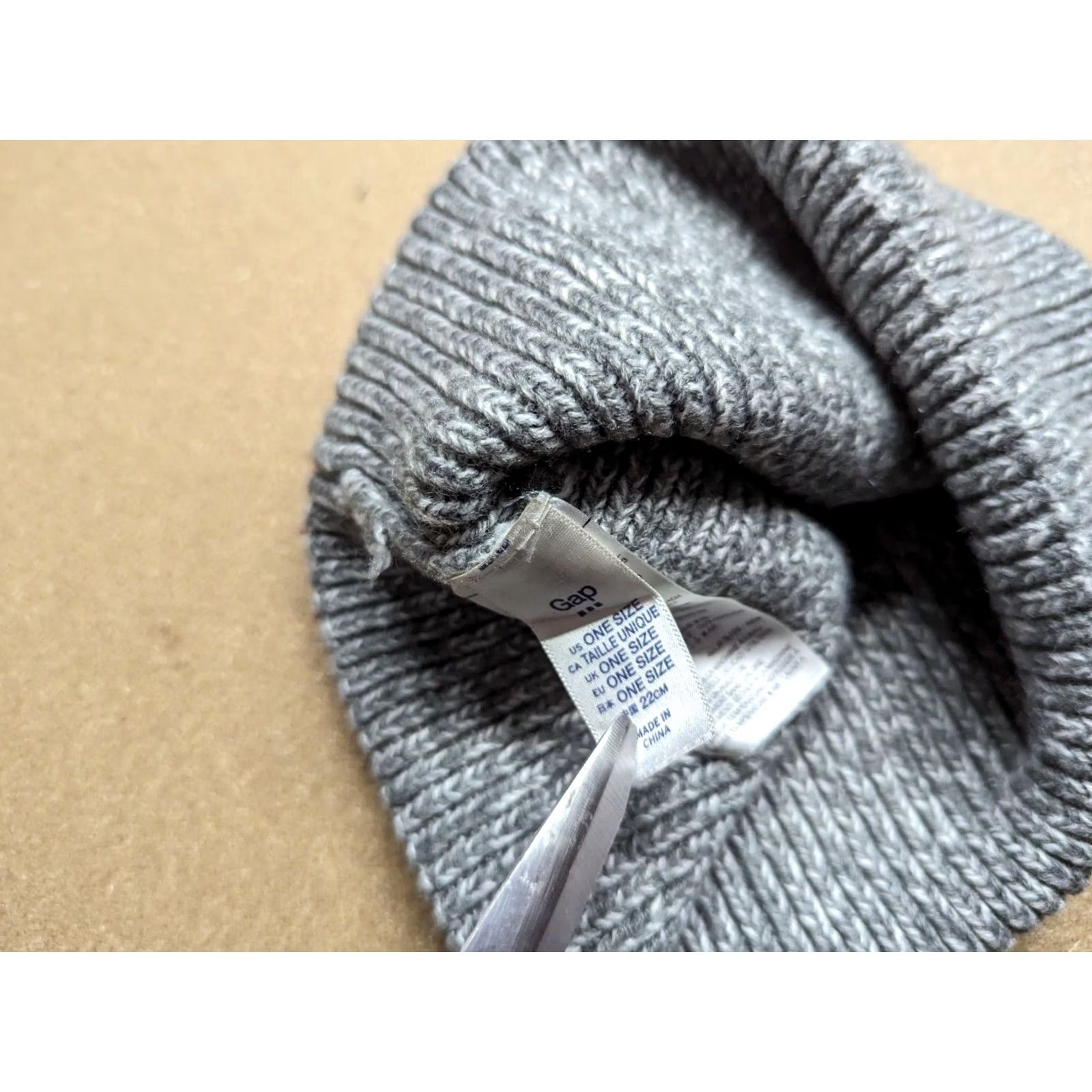 Gap GAP Beanie Hat One Size Relaxed Ribbon Ribbed OS Gray Unisex Adults Knit Acrylic Casual Fall Winter Size ONE SIZE - 5 Thumbnail
