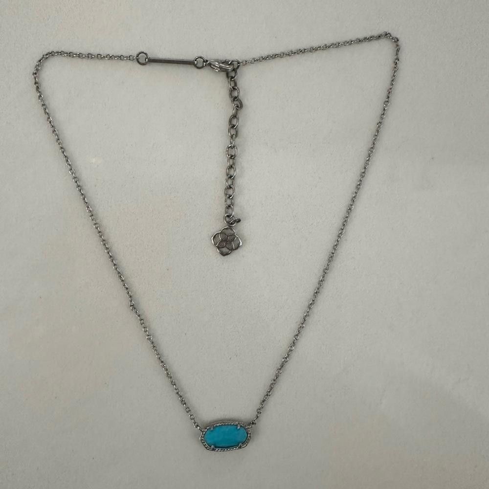 Kendra Scott Kendra Scott Elisa Turquoise Blue Magnesite Silver Necklace Size ONE SIZE - 3 Thumbnail