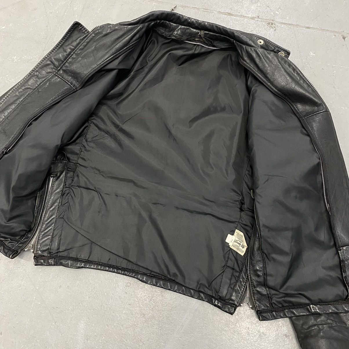 Japanese Brand × Vintage Vtg 60s 70s Excelled Black Leather Cafe Racer Moto Jacket Size US M / EU 48-50 / 2 - 14 Thumbnail
