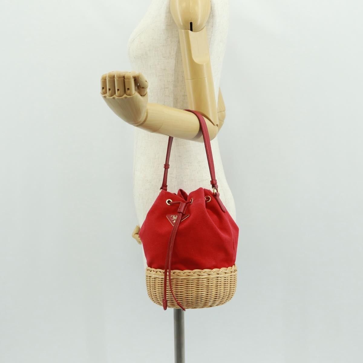 Prada PRADA Shoulder Bag Straw Canvas Beige Red Auth 167958V - Jer Size ONE SIZE - 20 Thumbnail