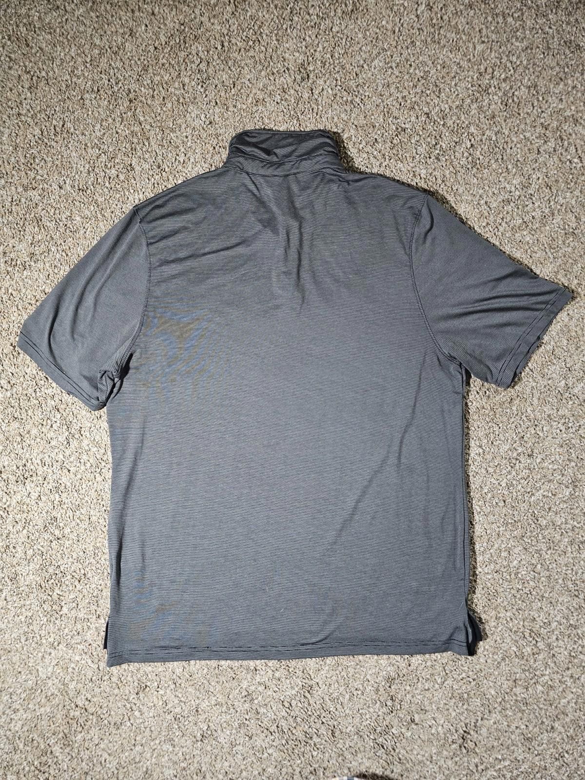J. America J America Large Gray John Deere Striped Polo Shirt Size US L / EU 52-54 / 3 - 6 Thumbnail