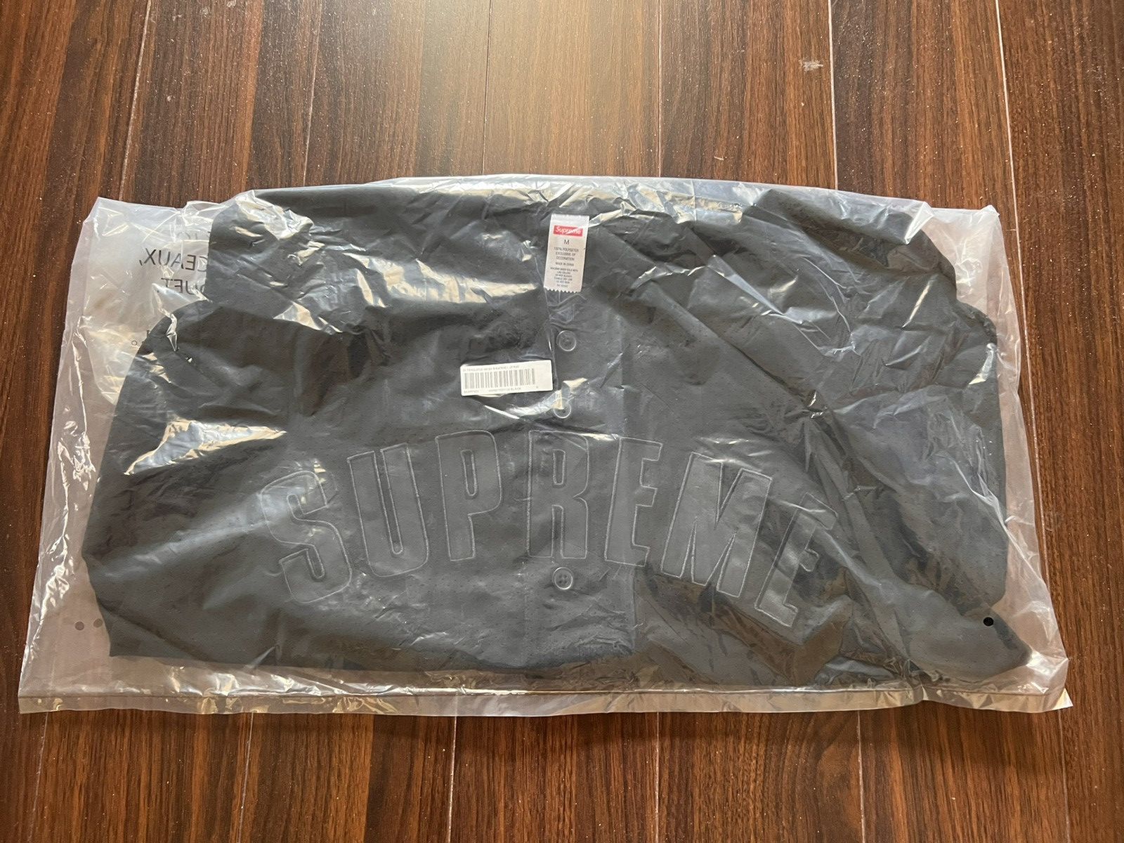 image of Supreme Ultrasuede Mesh Baseball Jersey in Black, Men's (Size Medium)