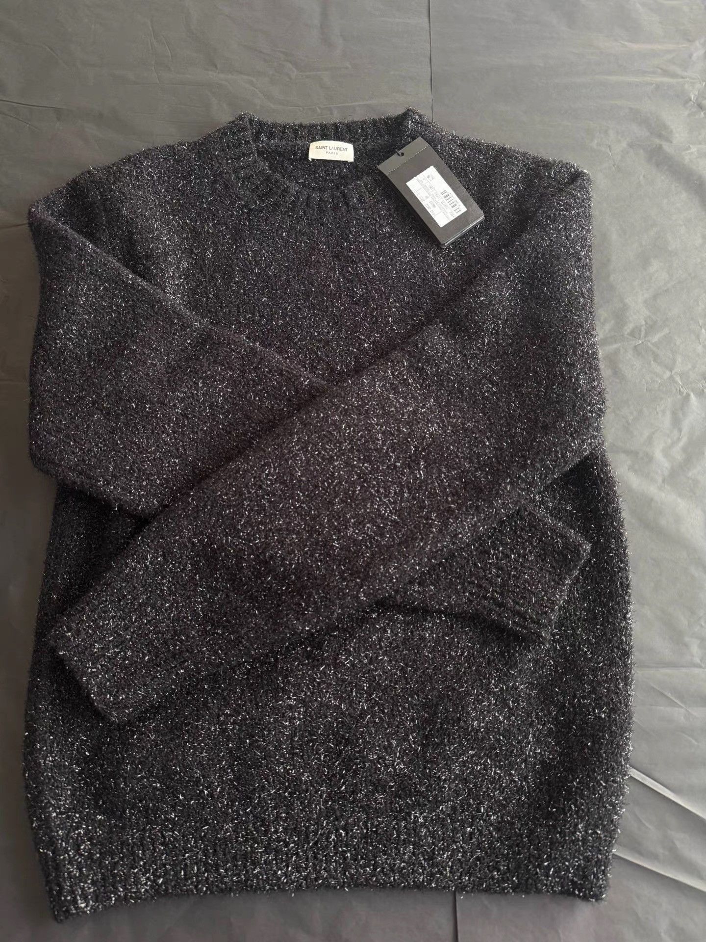 Saint Laurent Paris Black Sparkly Knit Sweater Size M Size US M / EU 48-50 / 2 - 1 Thumbnail