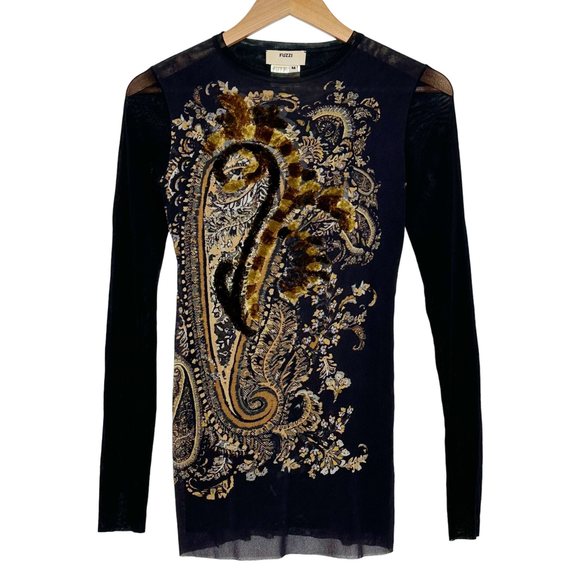 image of Fuzzi By Jean Paul Gaultier Vintage Black Gold Pullover Top, Women's (Size Medium)