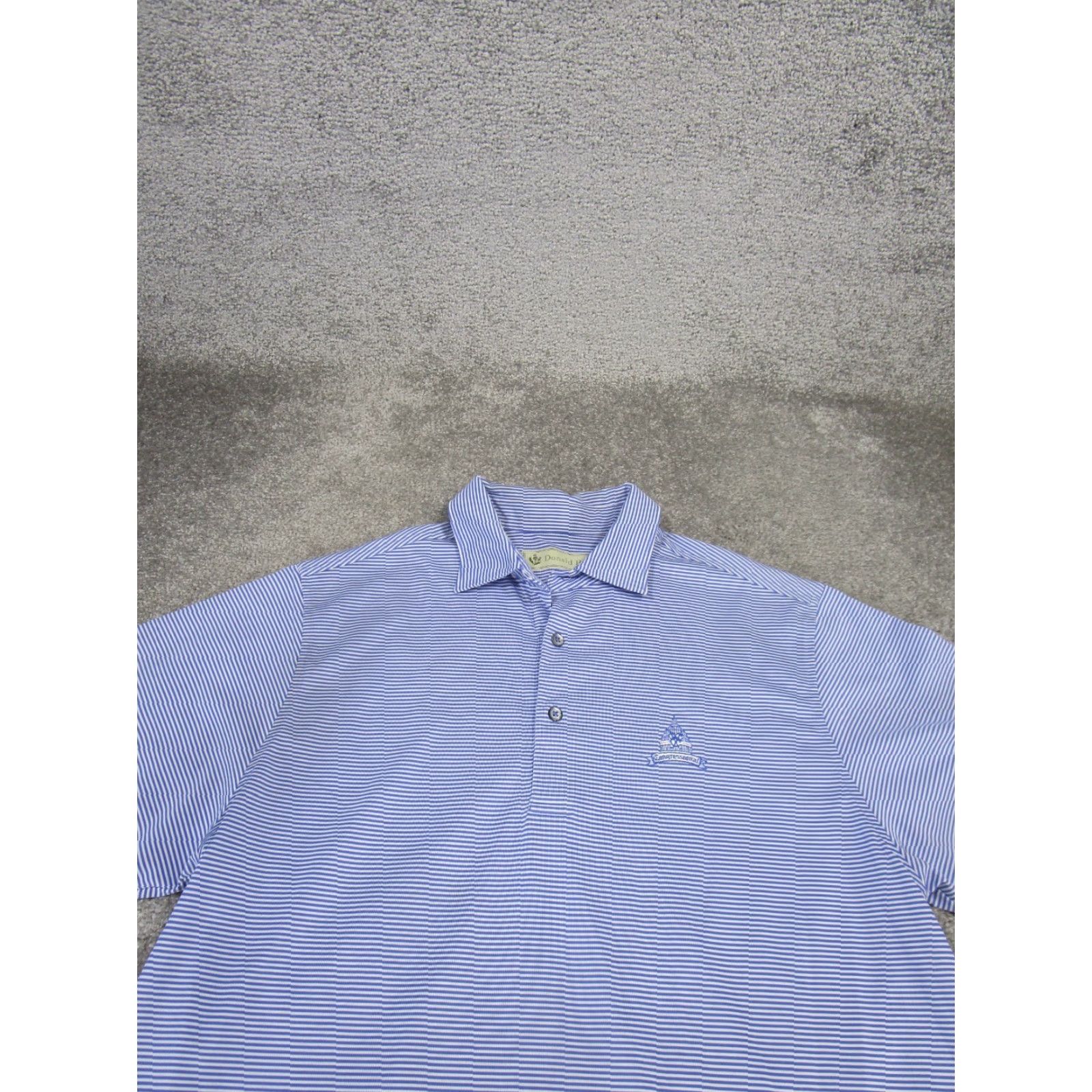 Vintage Ronald Rose Polo Shirt Mens M Blue Striped Stretch Golf Stain Size US M / EU 48-50 / 2 - 2 Thumbnail