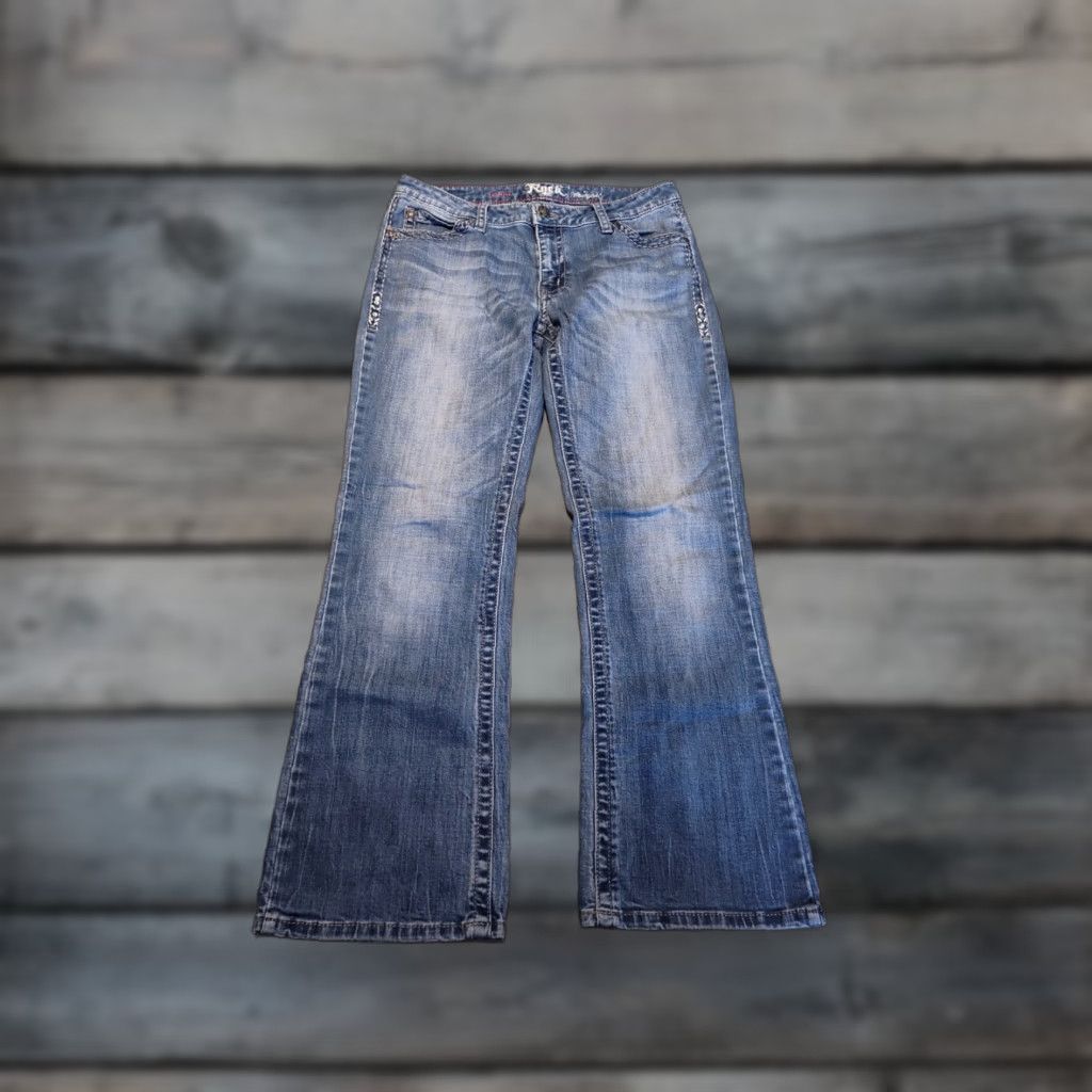 Wrangler Wrangler Jeans Womens Boot Cut Low Rise Rock 47 Bedazzled Denim Stretch 32x29 Size 24" / US 00 / IT 34 - 1 Thumbnail
