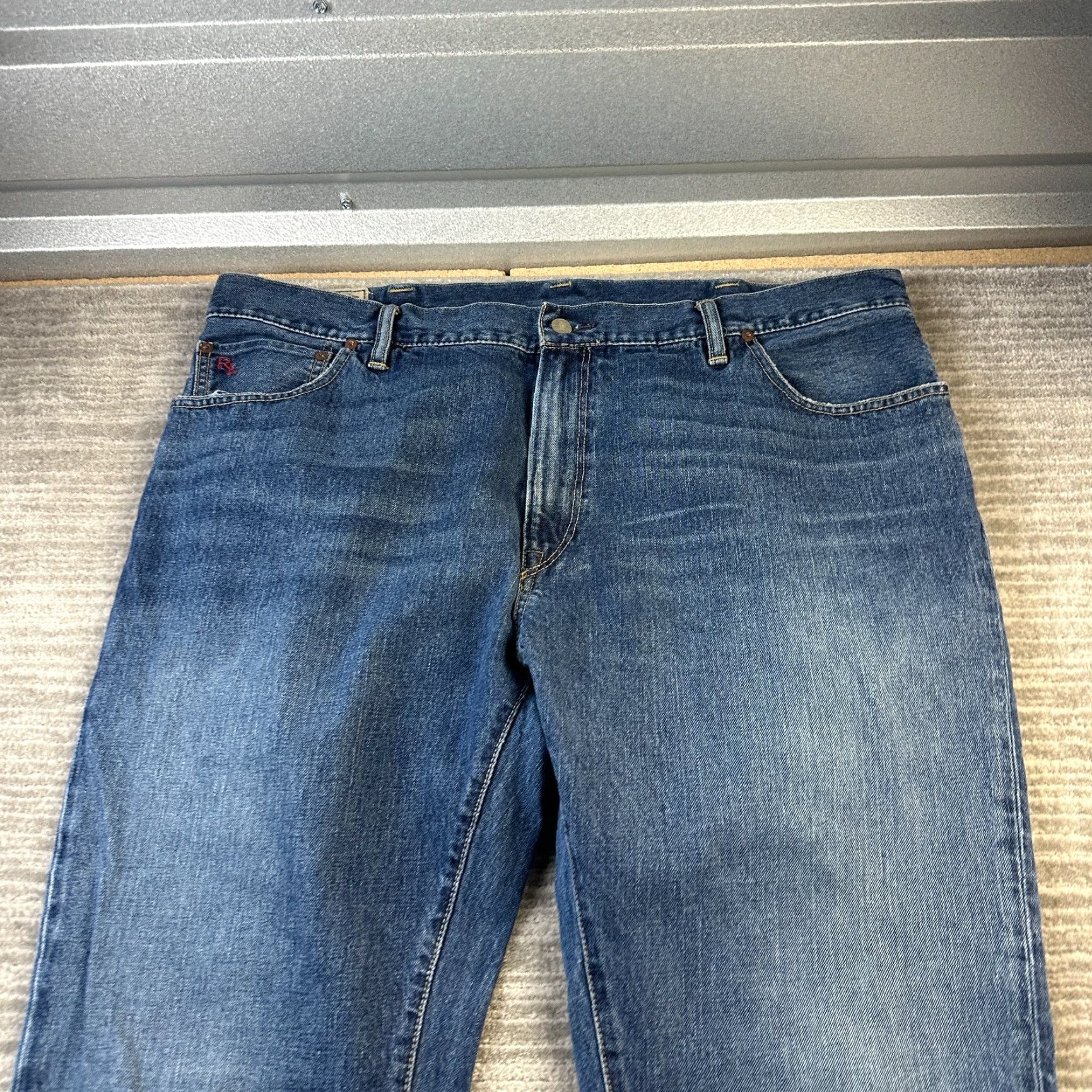 Polo Ralph Lauren Polo Ralph Lauren Jeans Mens 42Bx34 Blue Denim Hampton Relaxed Straight Big Tall Jeans Size US XL / EU 56 / 4 - 3 Thumbnail