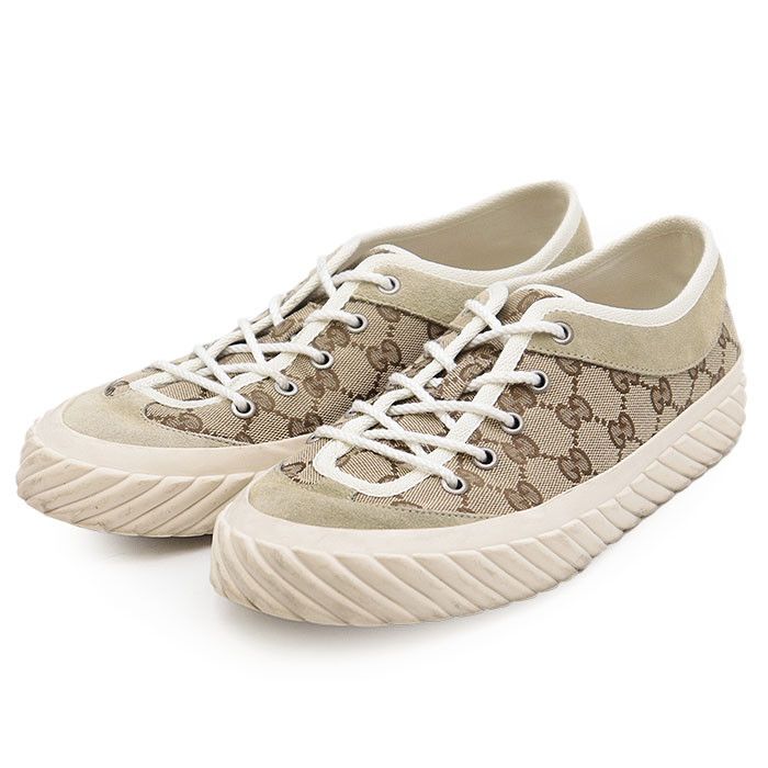 Gucci Gucci Gucci GG Monogram Canvas Suede Sneakers Canvas Shoes 738992 DUTY FREE for USA Size ONE SIZE - 1 Thumbnail