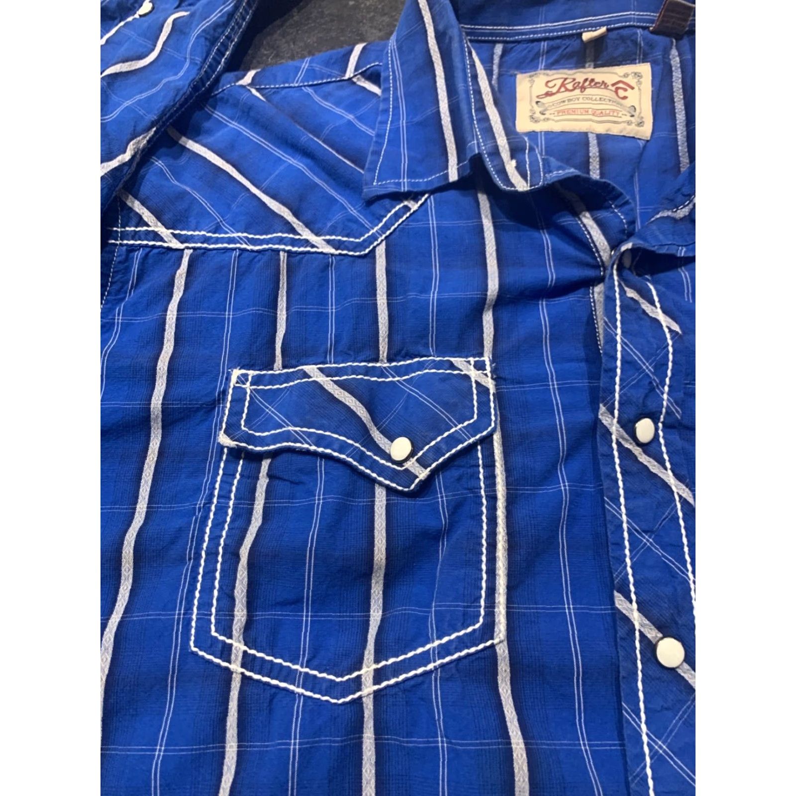 Vintage VINTAGE Rafter C Men's Cowboy Collection Long Sleeve Shirt 2XL Blue Striped Pearl Snap Western Cowboy Rodeo Size US XXL / EU 58 / 5 - 5 Thumbnail