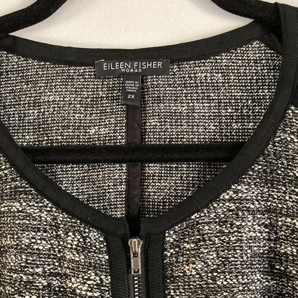 Eileen Fisher Eileen Fisher Cardigan Zip Front Jacket 2X Black Tweed Stret Size XXL / US 16-18 / IT 52-54 - 13 Thumbnail
