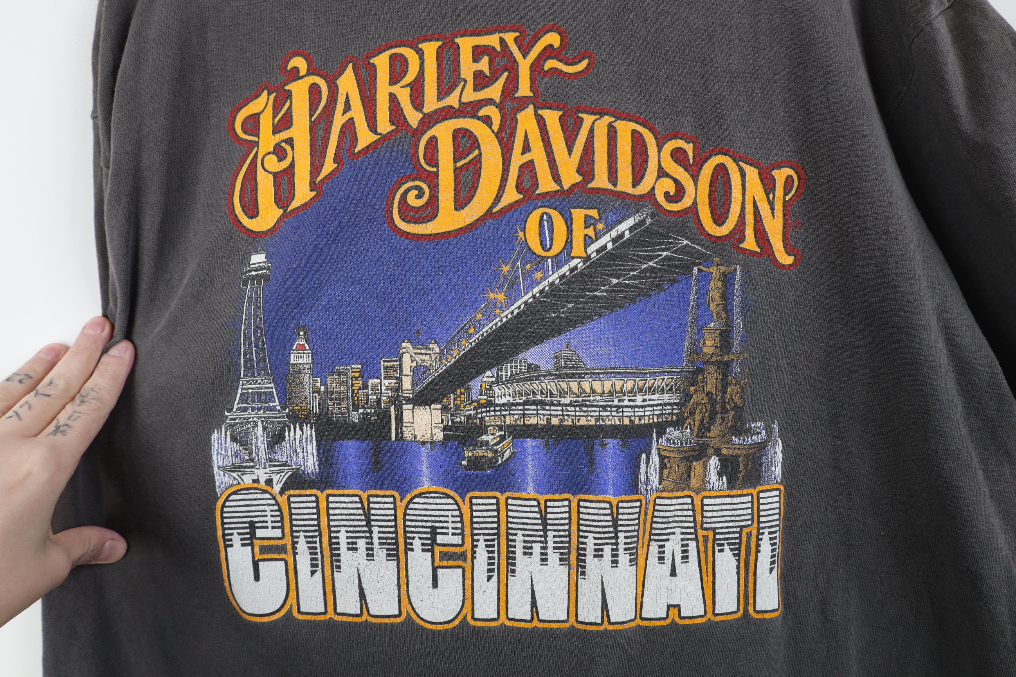 Harley Davidson Vintge 80s Harley Davidson Spell Motorcycle T-Shirt Gray USA Size US XL / EU 56 / 4 - 13 Thumbnail