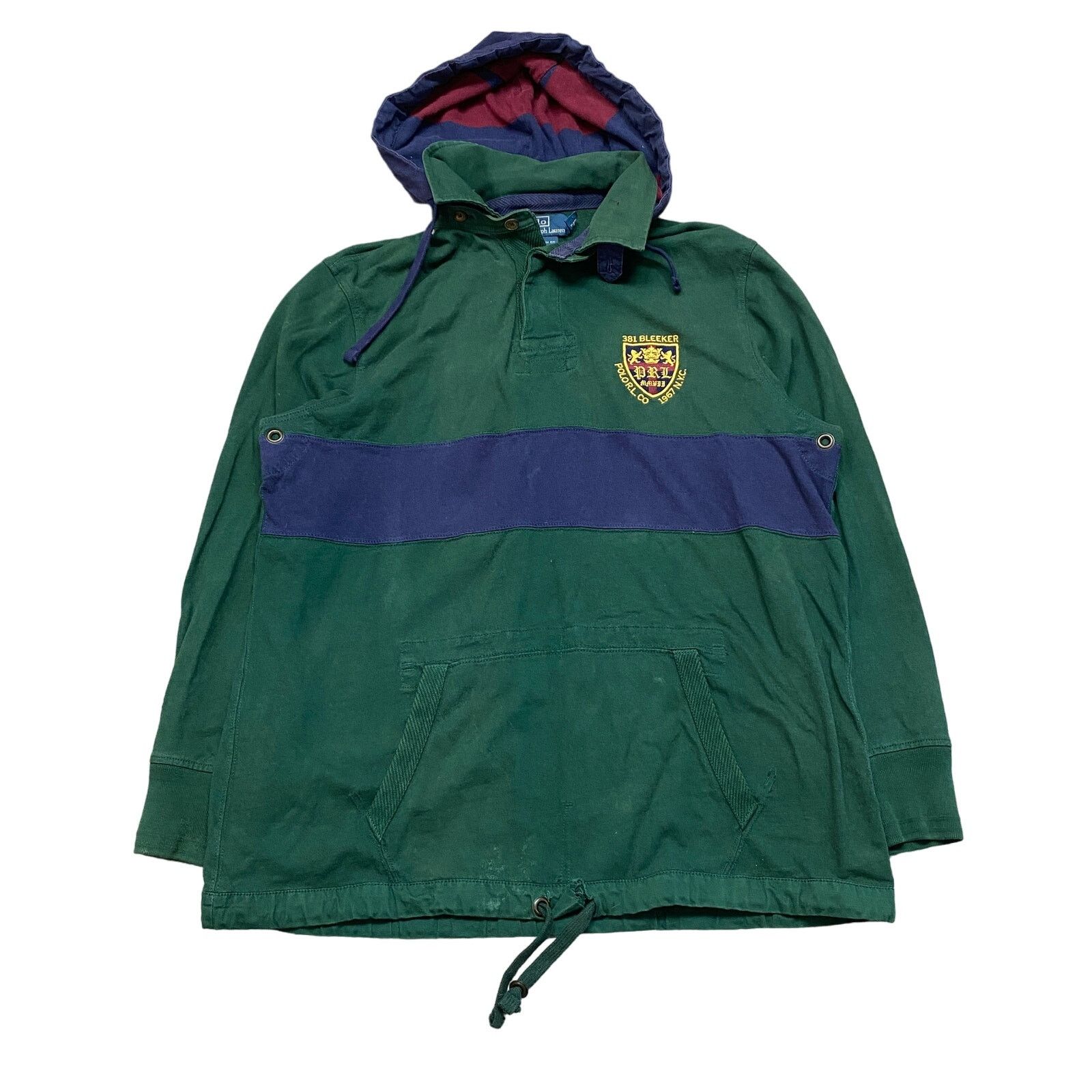 Polo Ralph Lauren × Vintage VTG Polo Ralph Lauren PRL 67 3 Patch Rugby Hoodie Men's XL Size US XL / EU 56 / 4 - 1 Thumbnail