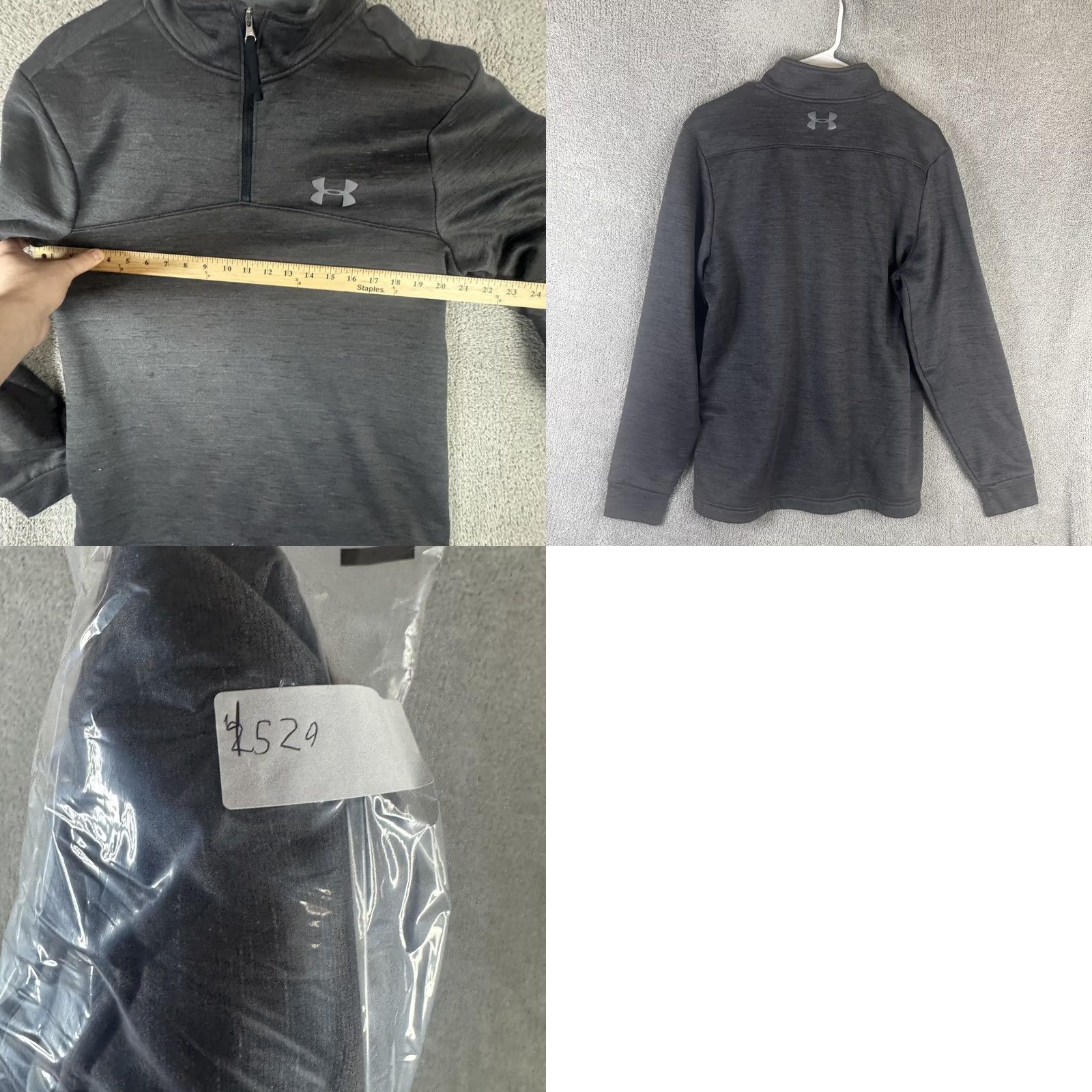 Under Armour Under Armour ColdGear Pullover Mens M Gray 1/4 Zip Fleece Mock Neck Thermal Running & Training Pullover Mens Size US M / EU 48-50 / 2 - 8 Thumbnail