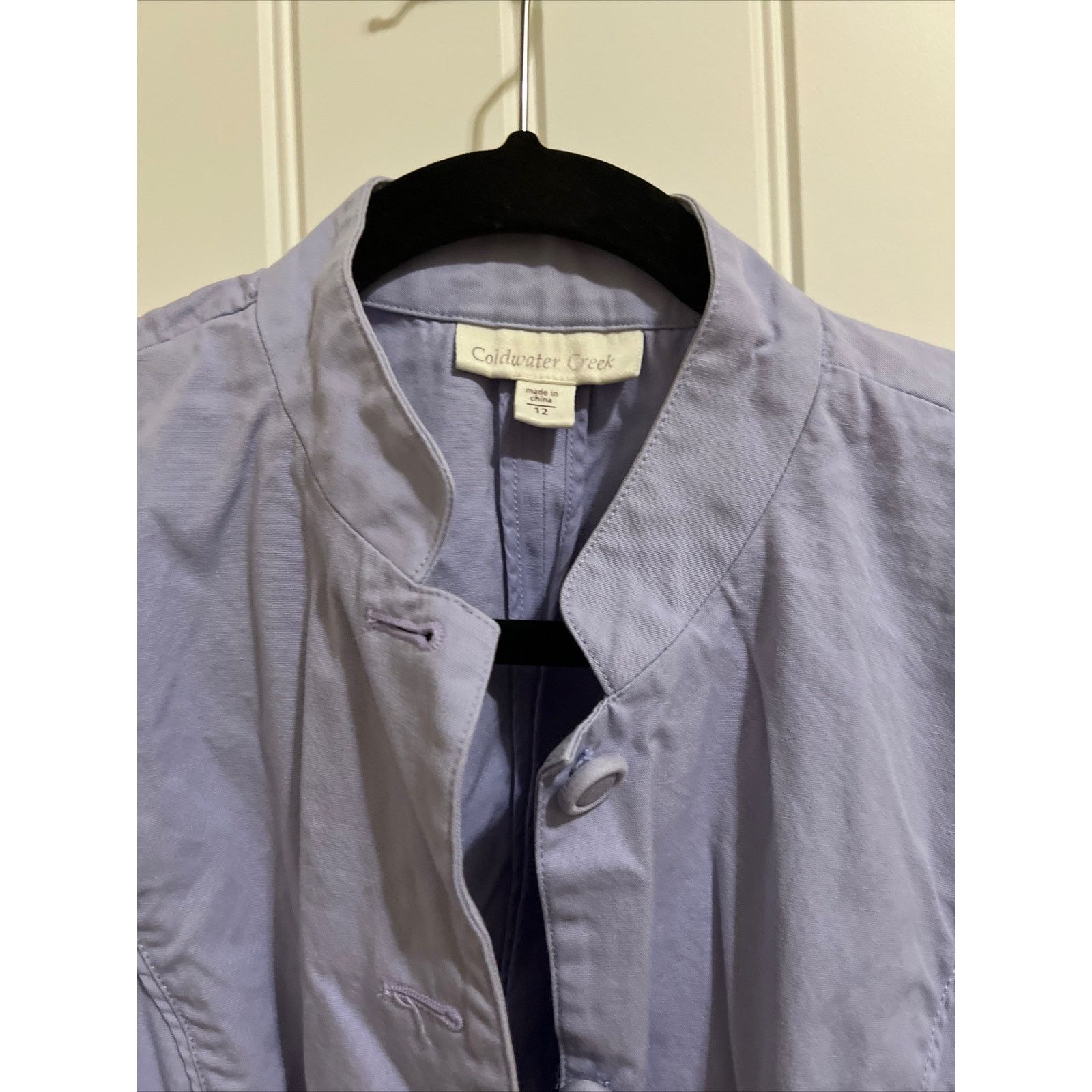 Coldwater Creek Violet Mandarin collar 3/4 Sleeve Button up Jacket Sz 12 Size L / US 10 / IT 46 - 8 Thumbnail