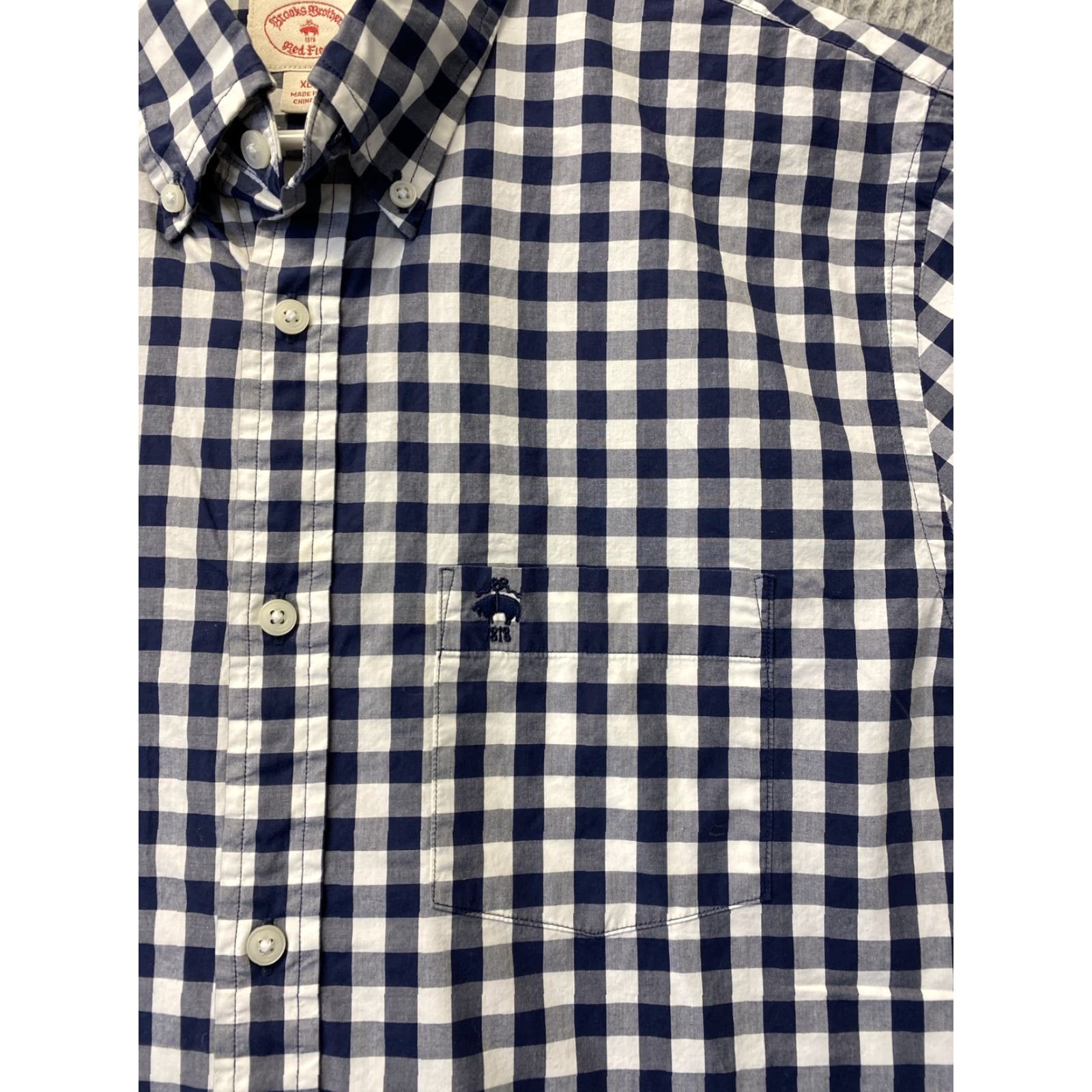 Brooks Brothers Brooks Brothers Dress Shirt Mens CL Slim Blue Check Button Up 33-79 XL Regular Men Collared Spread Slimming Size 46R - 3 Thumbnail