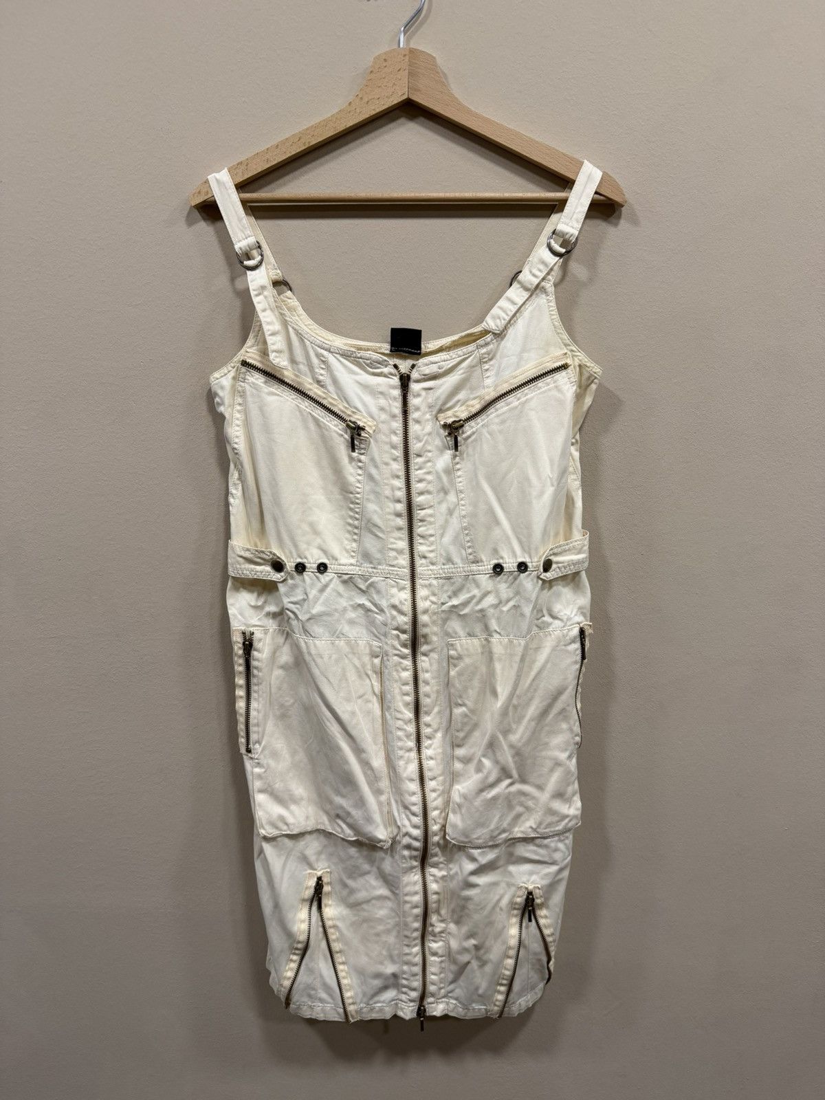 plein sud Vintage Plein Sud Multizip Creme Midi Dress Size M / US 6-8 / IT 42-44 - 2 Thumbnail