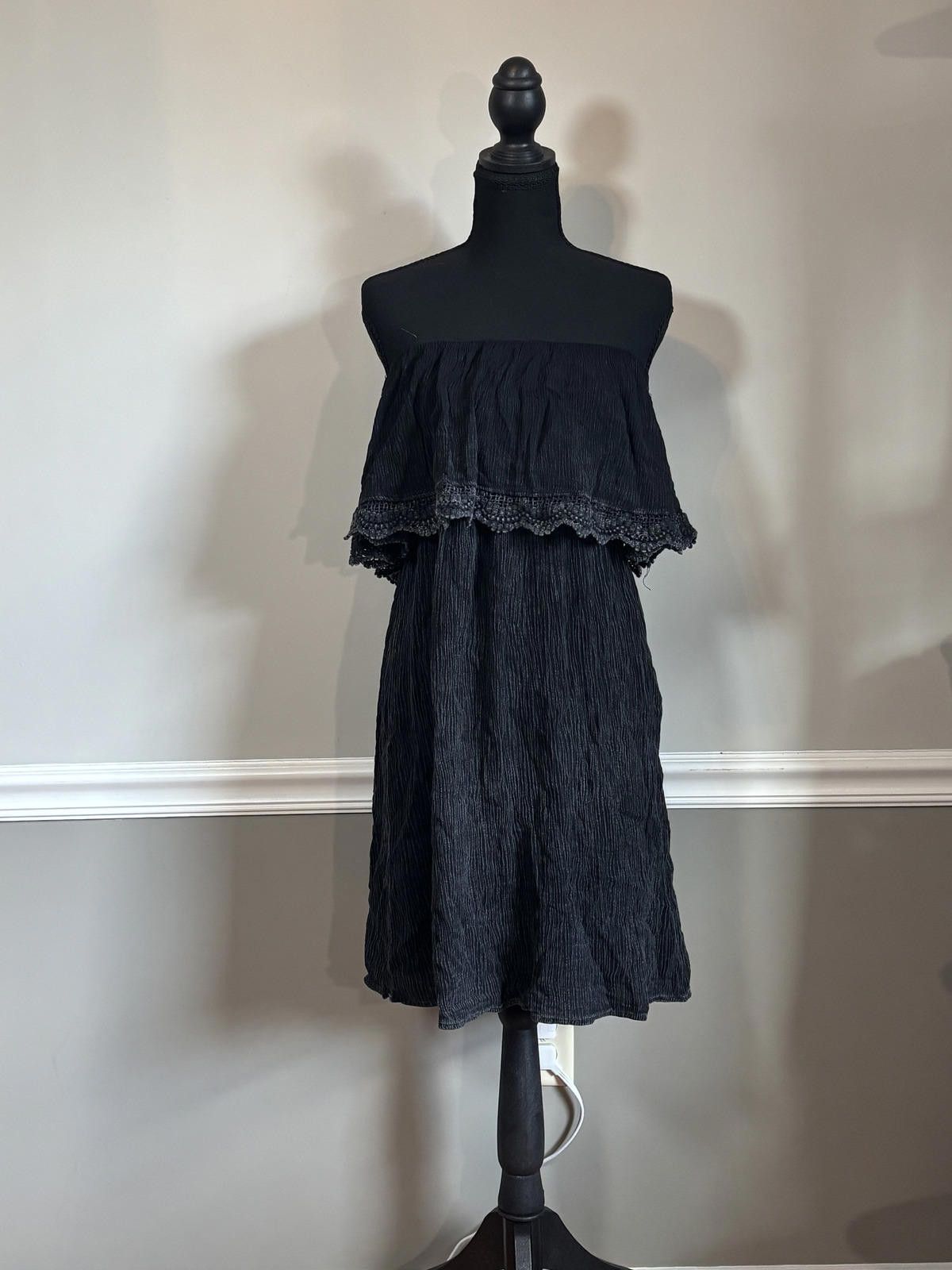Other Boho Cottage Fairy Black Off-Shoulder Dress Medium Size M / US 6-8 / IT 42-44 - 1 Thumbnail