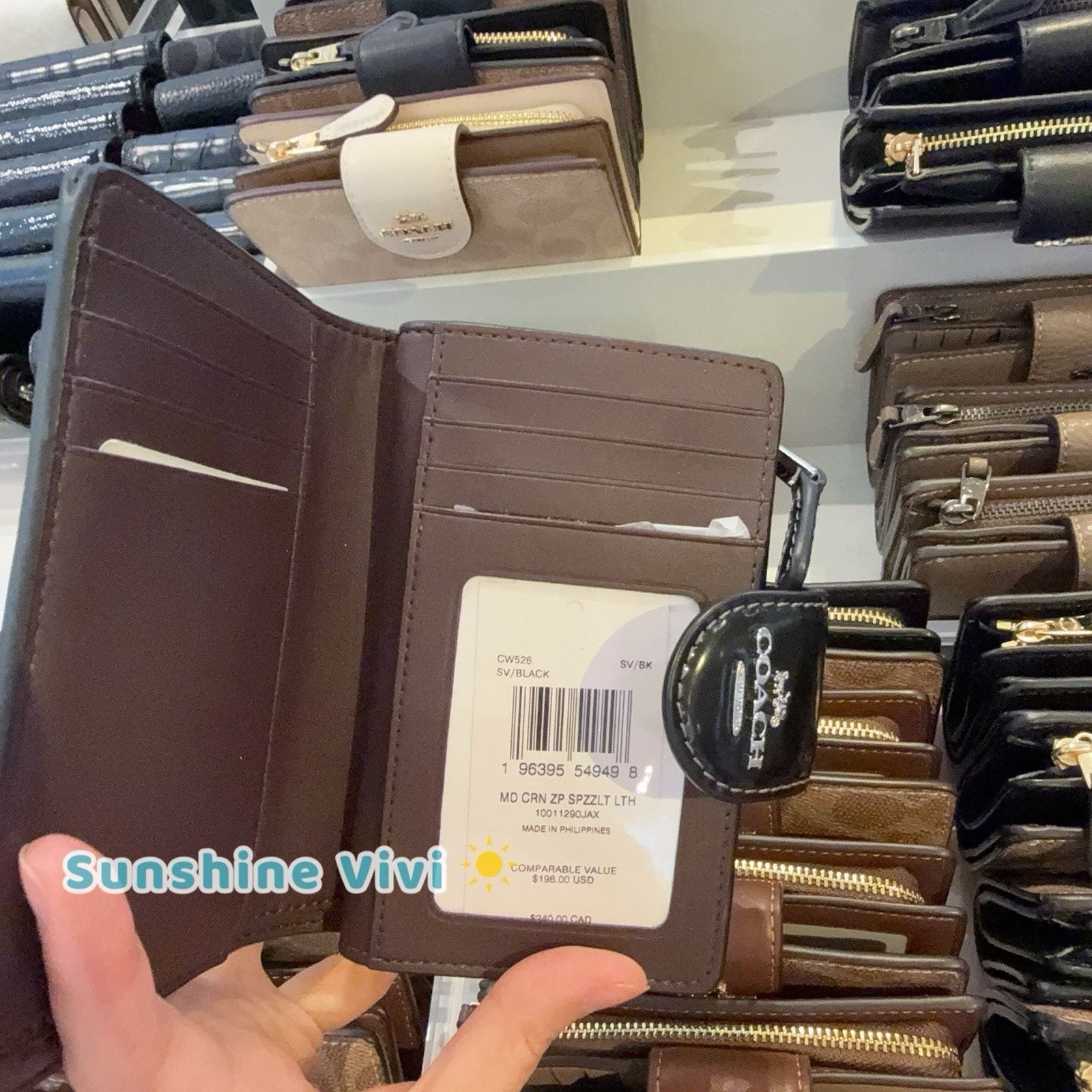 Coach NWT Coach CW526 Medium Corner Zip Wallet leather Black Size ONE SIZE - 6 Thumbnail