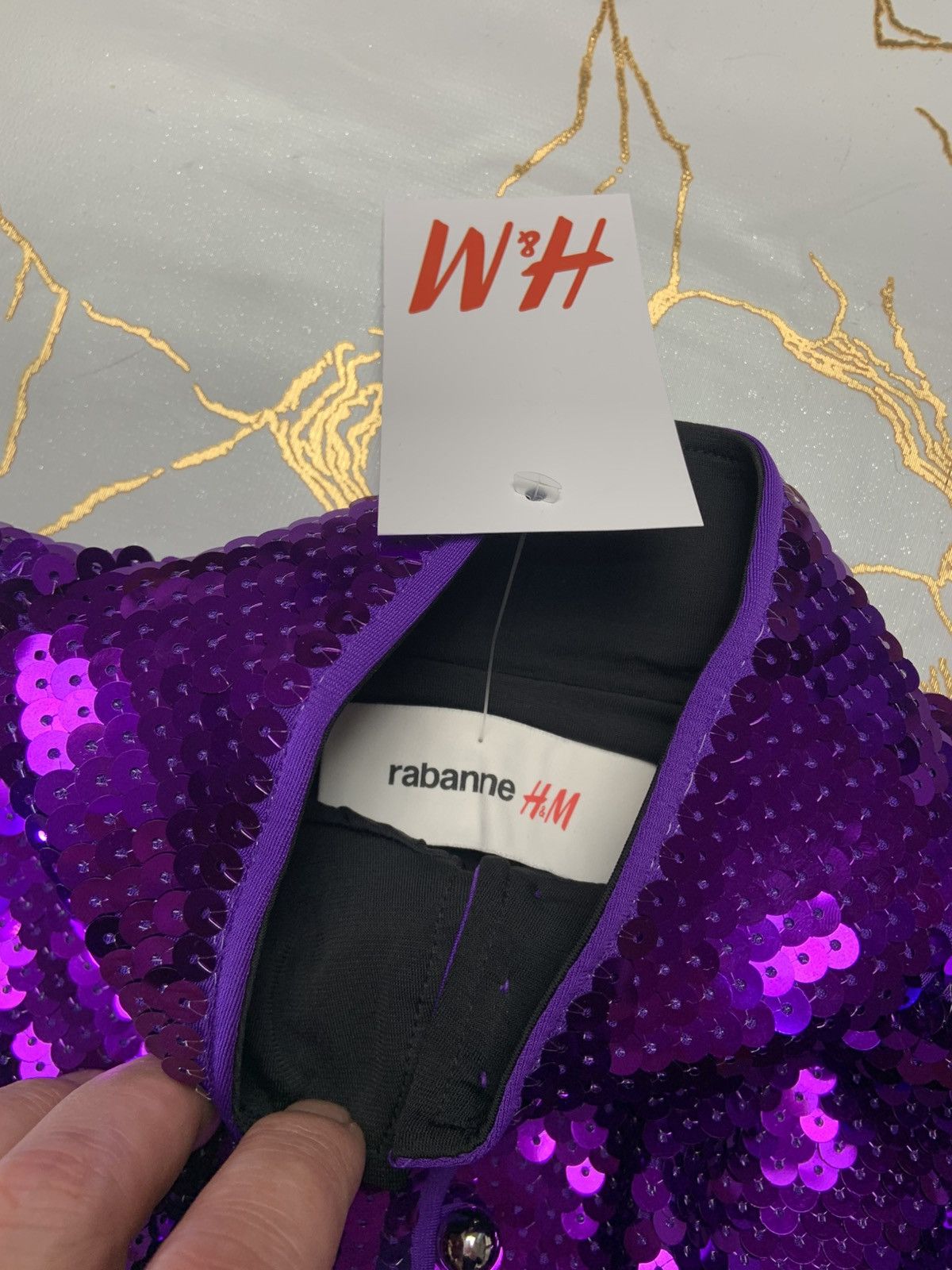 H&M × Paco Rabanne New RABANNE H&M WOMEN PURPLE SEQUINED CROPPED TOP SIZE XS Size XS / US 0-2 / IT 36-38 - 8 Thumbnail