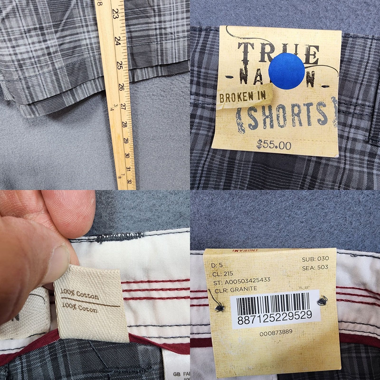 Vintage TRUE NATION Mens Shorts 52R Grey Plaid Chino Preppy Golf 10" Inseam NEW Size US 36 / EU 52 - 8 Thumbnail
